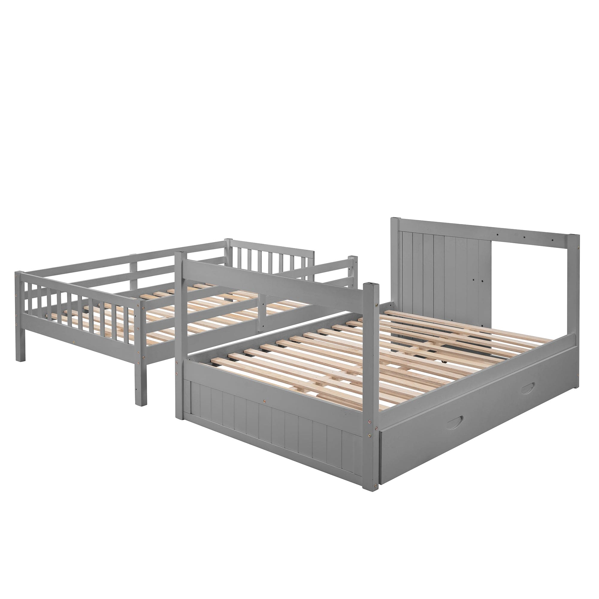 Full over Full Bunk Bed with Twin Size Trundle, Gray (old sku: LT000026AAE )