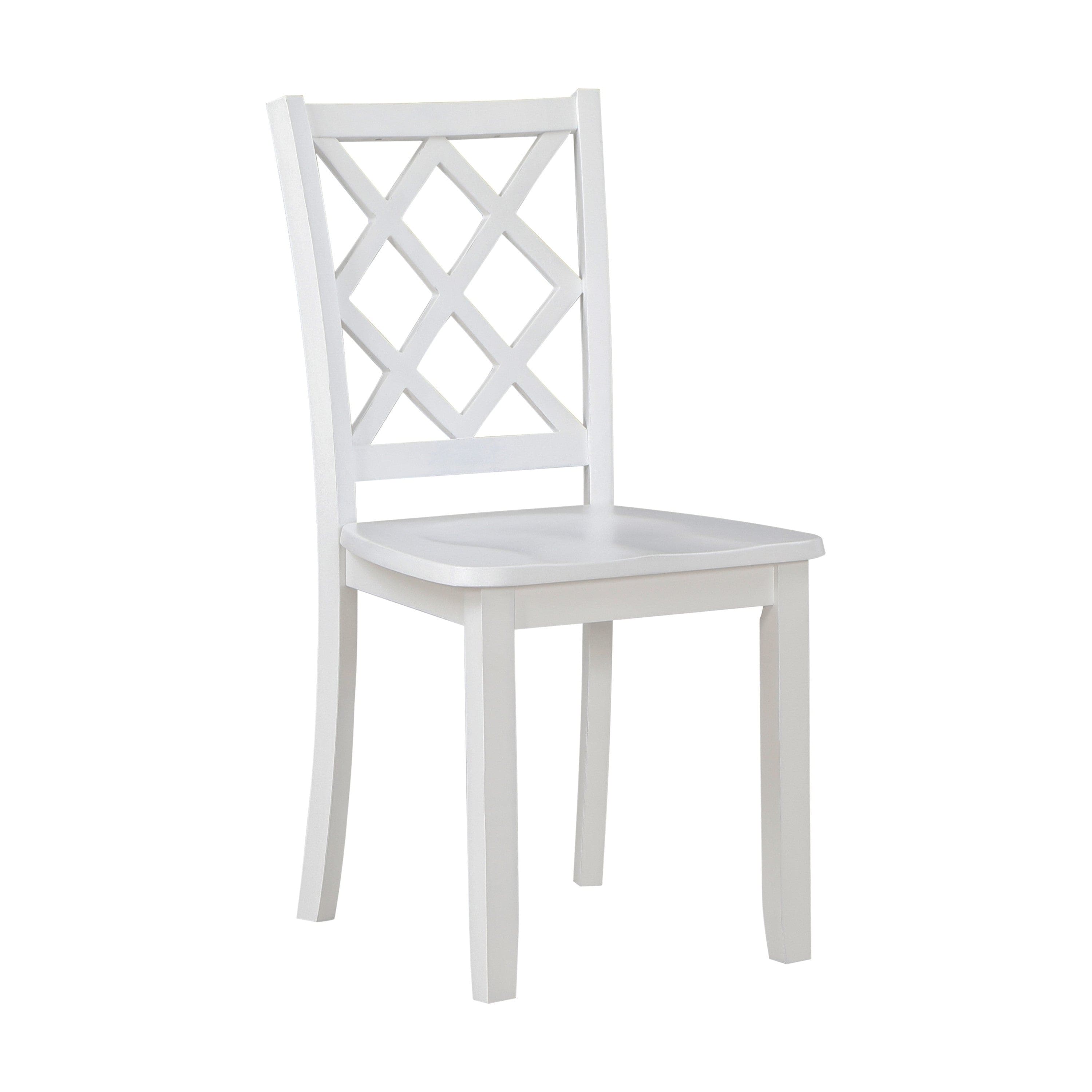 Classic Transitional 5pc Dining Set White Finish Dining Table and Four Side Chairs Set Lattice-Back Wooden Dining Furniture Set