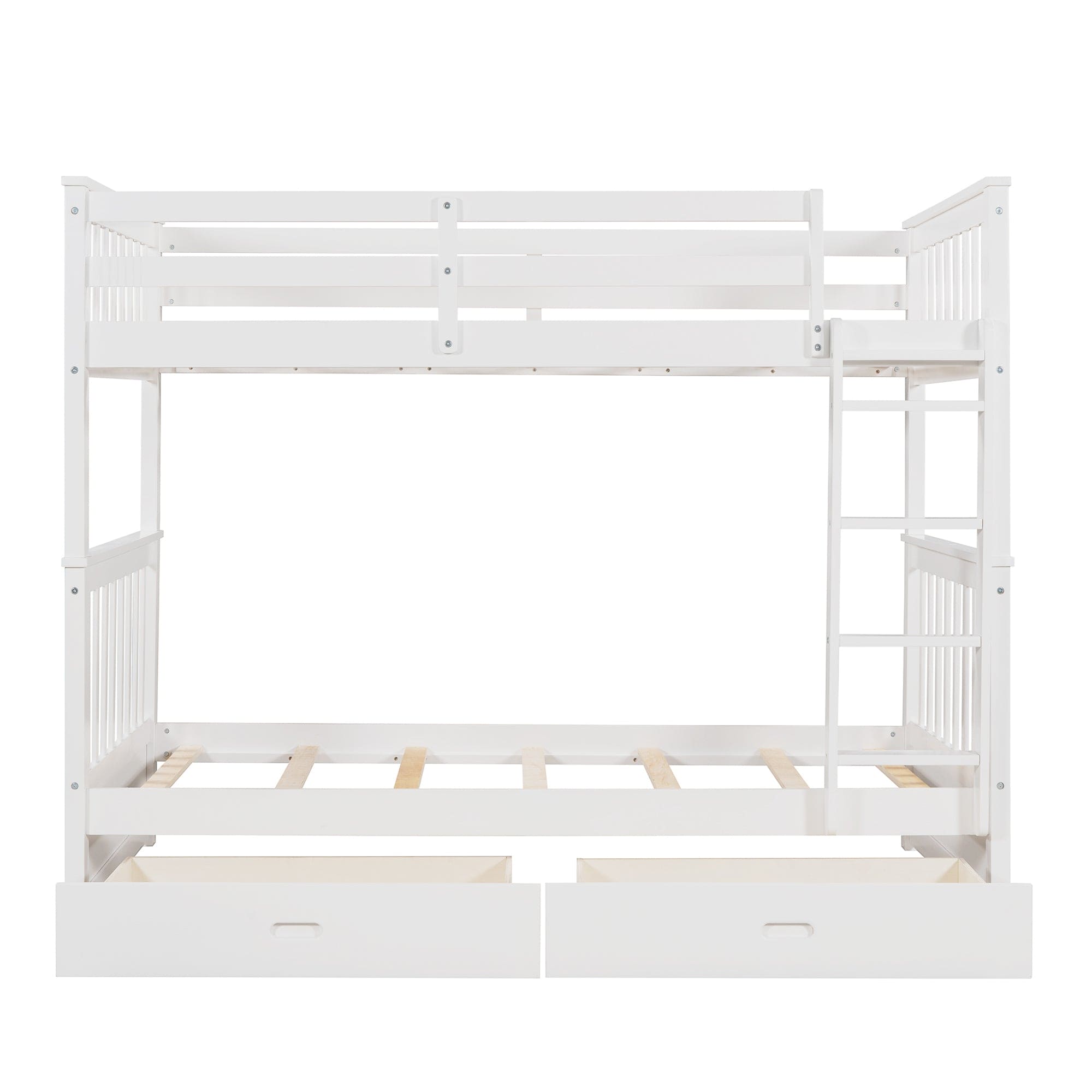 Twin-Over-Twin Bunk Bed with Ladders and Two Storage Drawers (White)(OLD SKU:LT000265AAK)