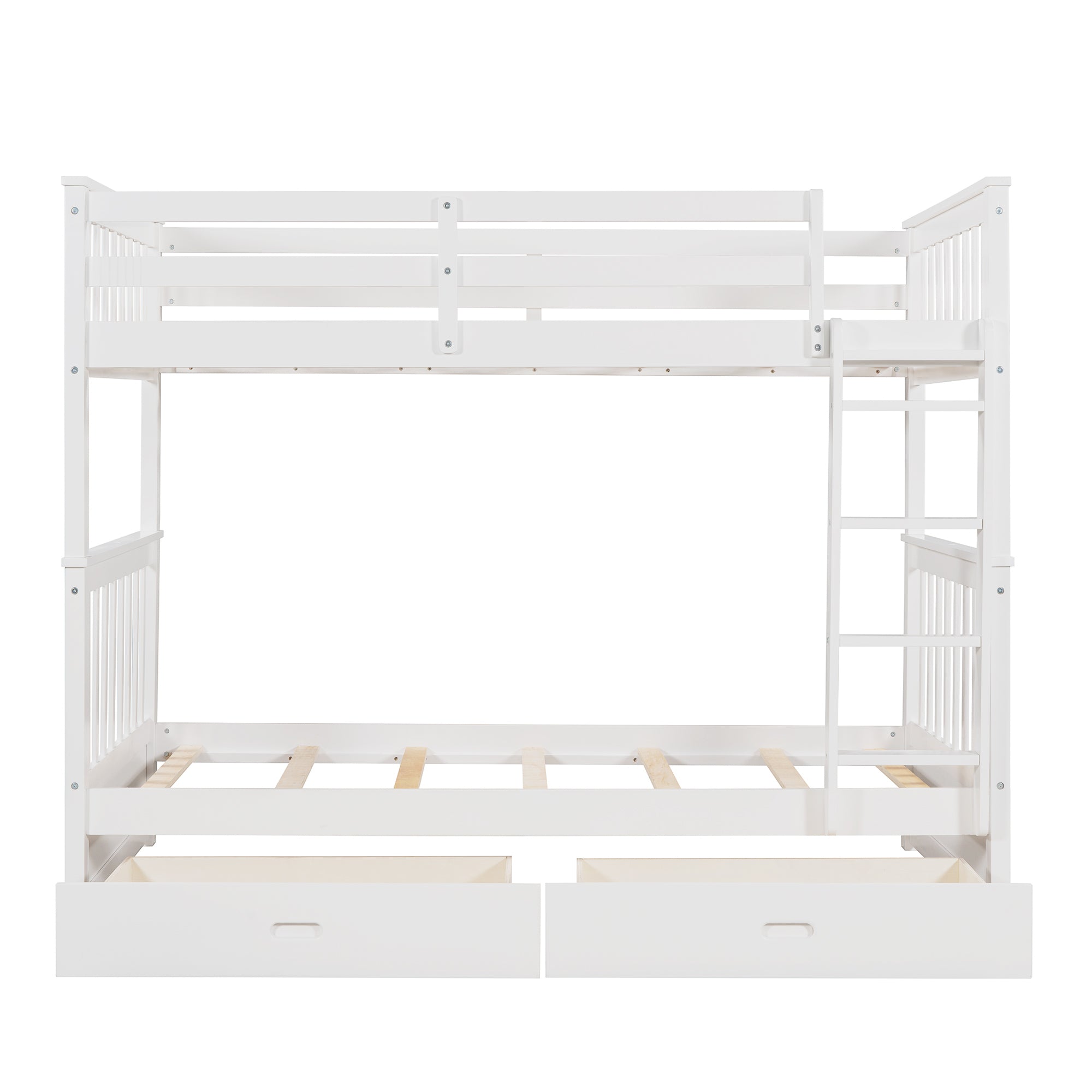 Twin-Over-Twin Bunk Bed with Ladders and Two Storage Drawers (White)(OLD SKU:LT000265AAK)