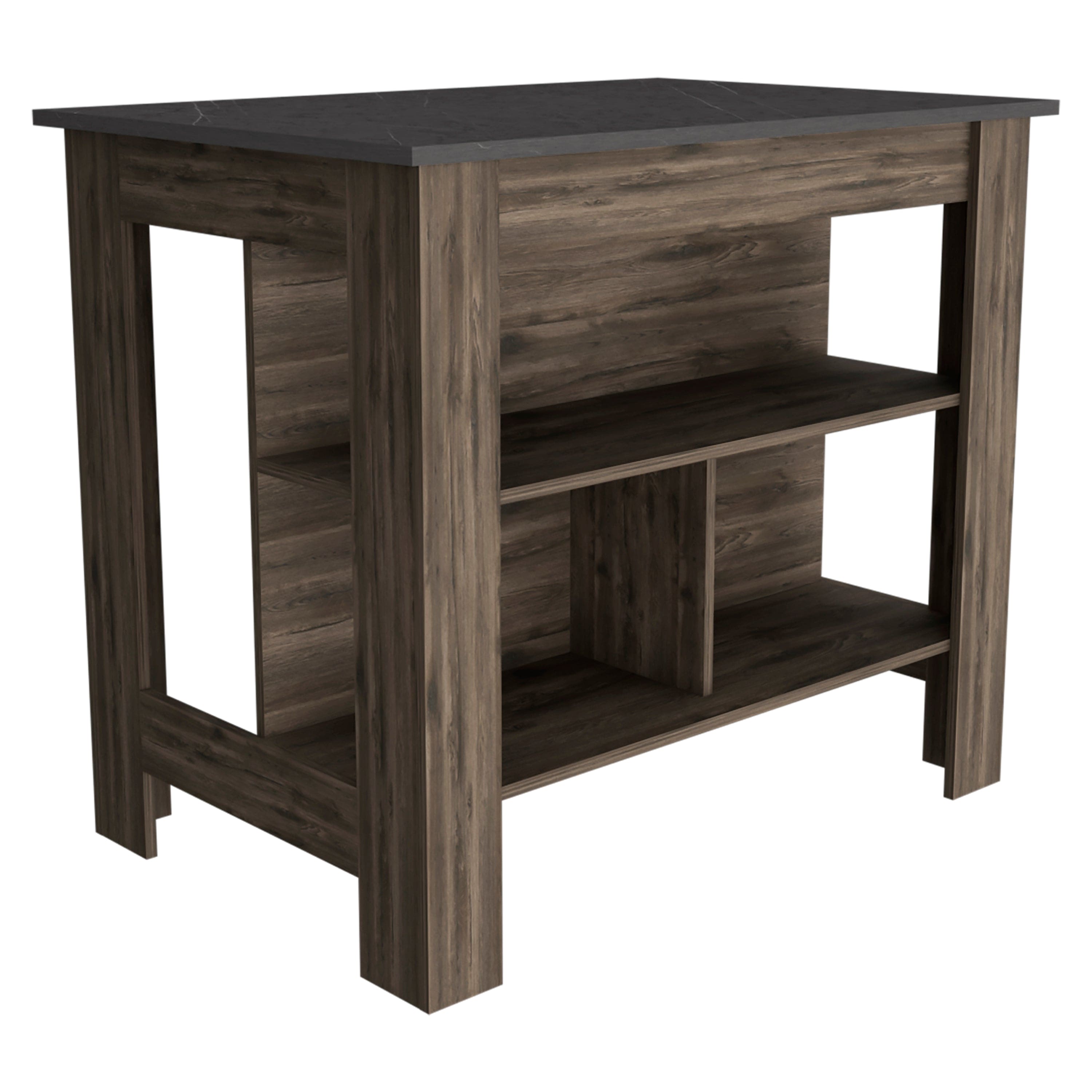 Rockaway 3-Shelf Kitchen Island Dark Brown and Onix