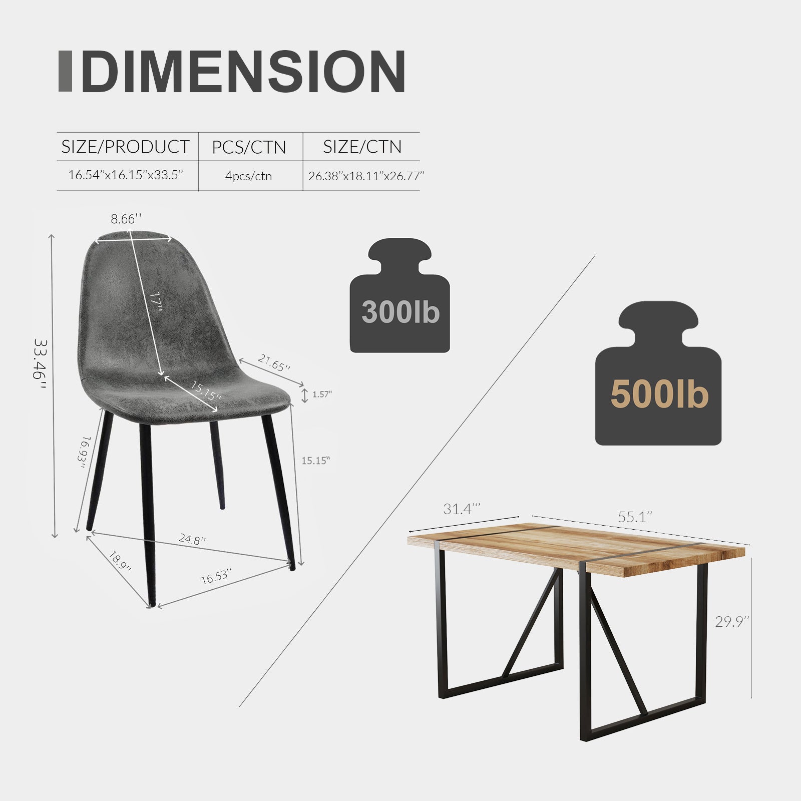 MDF Wood Colour Dining Table and Modern Dining Chairs Set of 4, Mid Century Wooden Kitchen Table Set, Metal Base & Legs, Dining Room Table and Suede Chairs