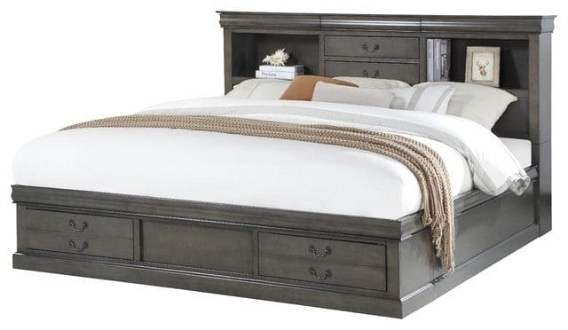 ACME Louis Philippe III Queen Bed, Dark Gray (1Set/3Ctn) 24930Q