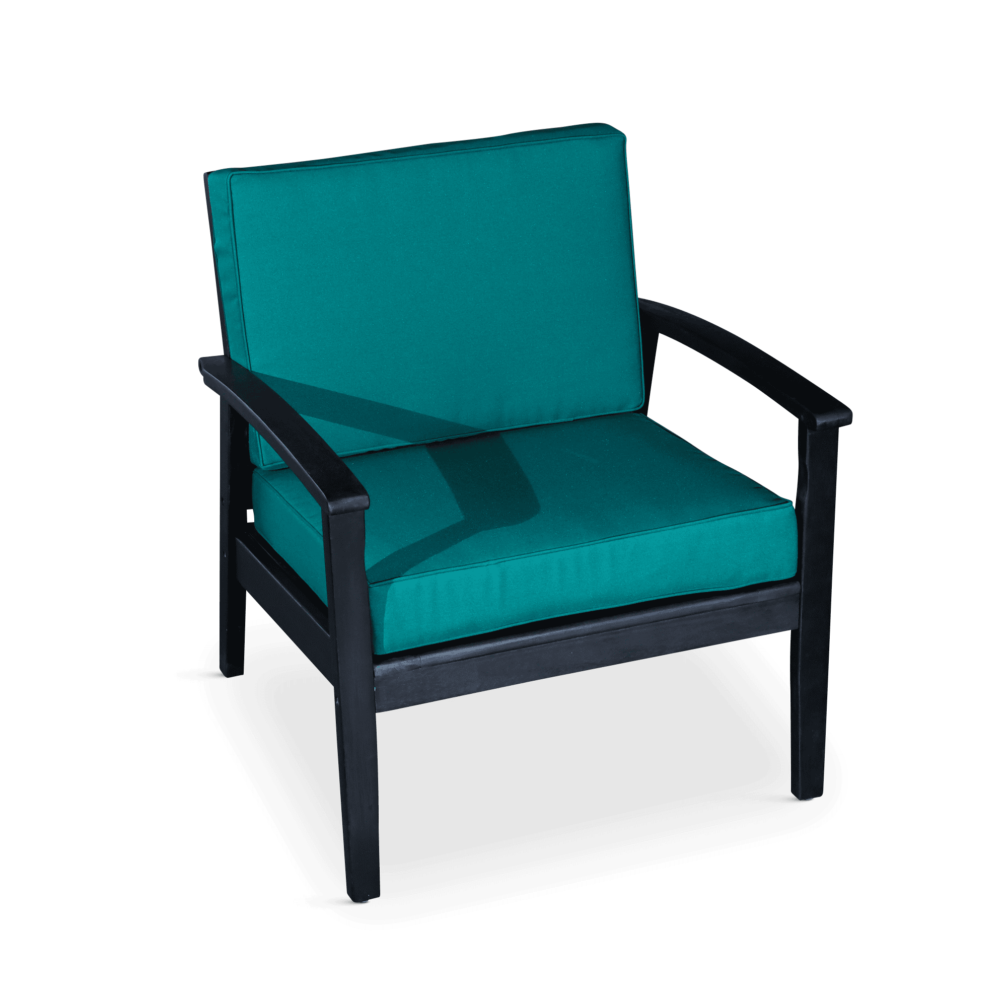 Deep Seat Eucalyptus Chair, Espresso Finish, Dark Green Cushions