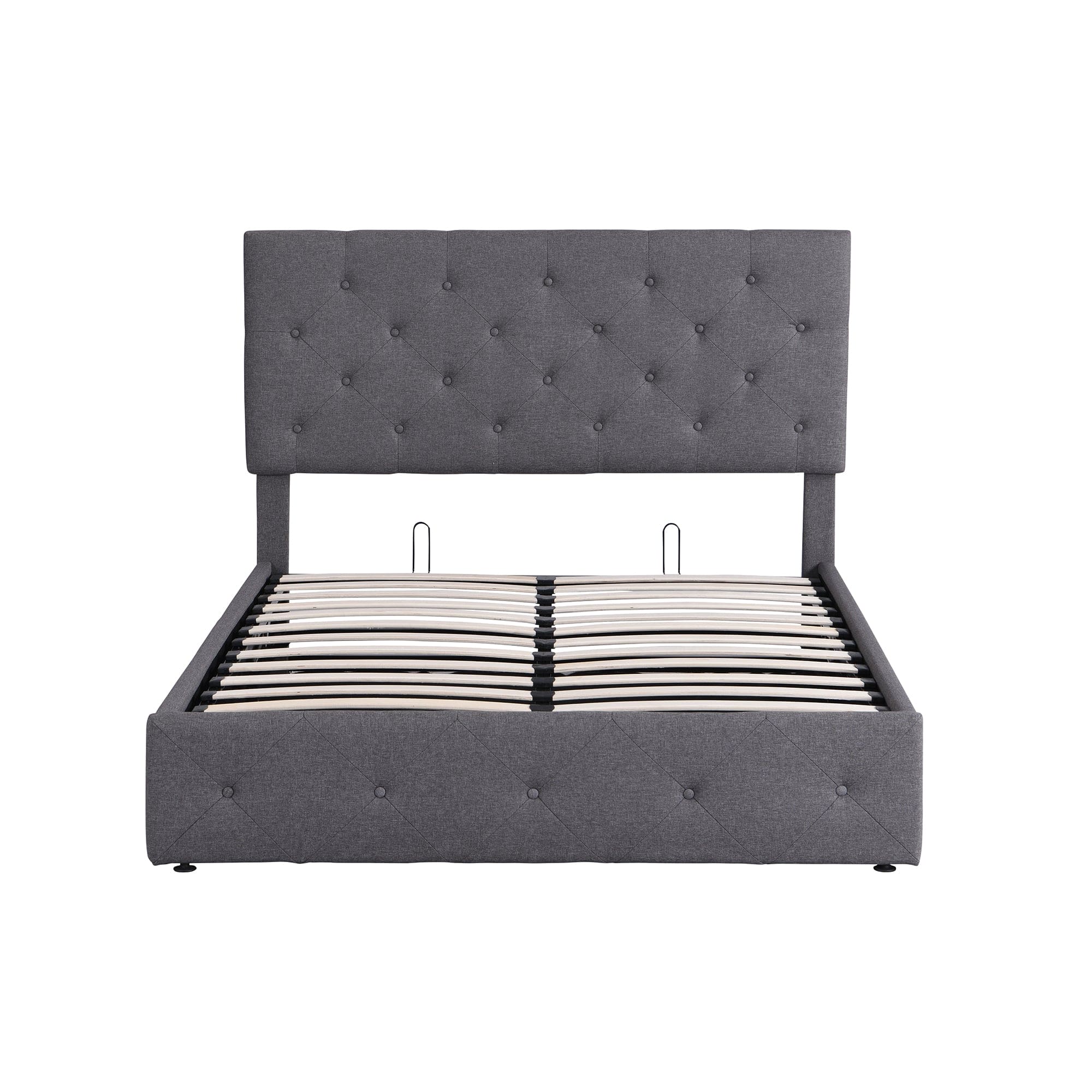 Full size Upholstered Platform bed with a Hydraulic Storage System - Gray