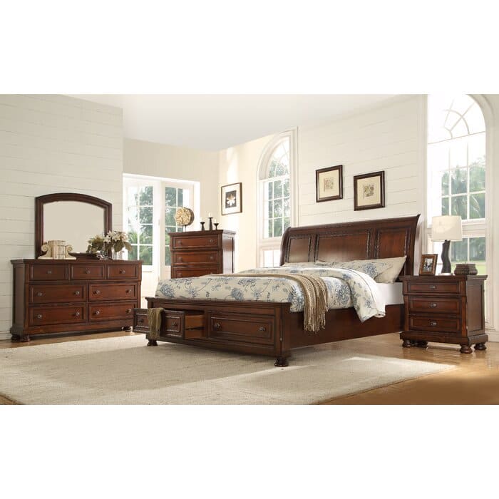 Baltimore Queen Storage Platform Bed Made with Wood in Dark Walnut