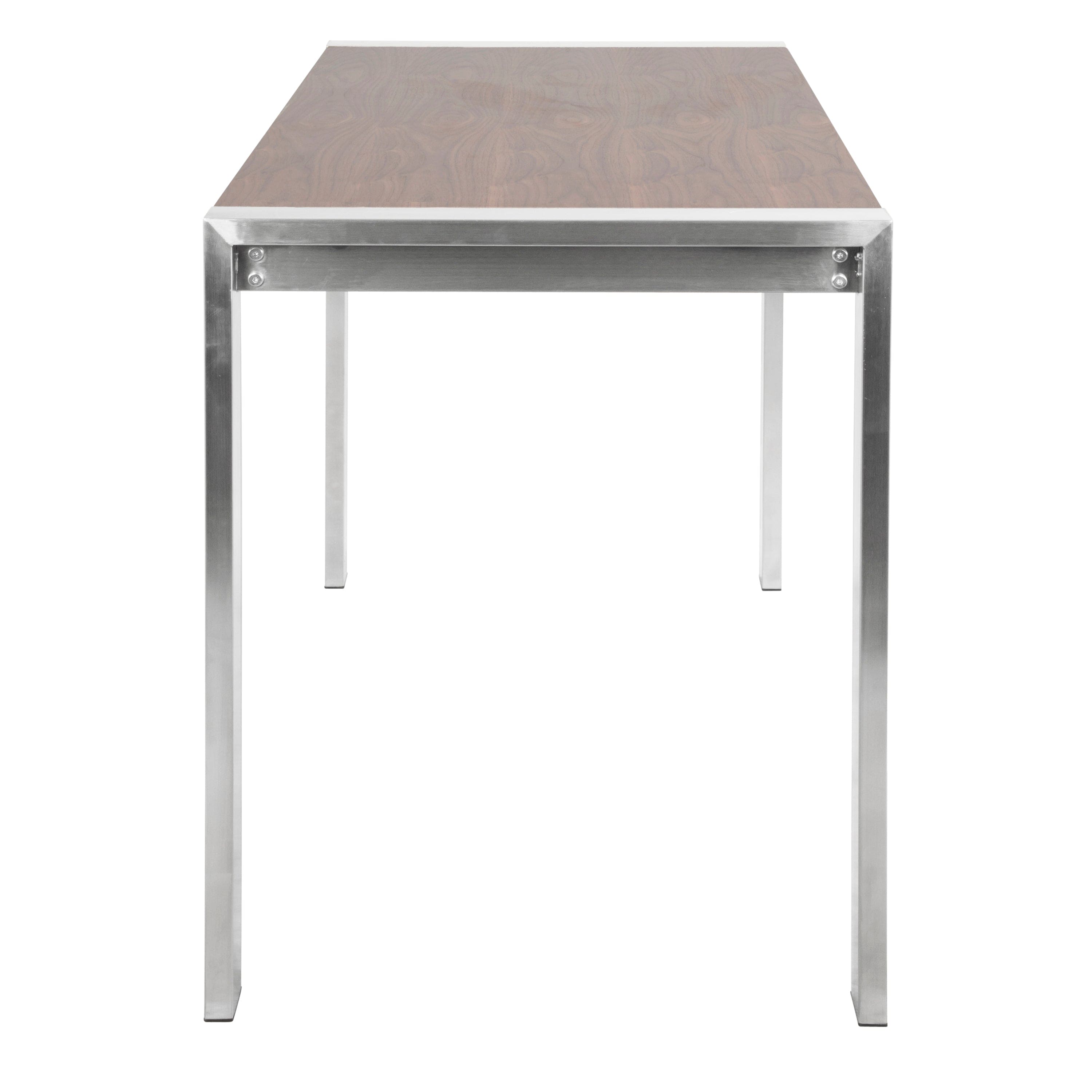 Fuji Contemporary Counter Table in Brushed Stainless Steel and Walnut Wood by LumiSource