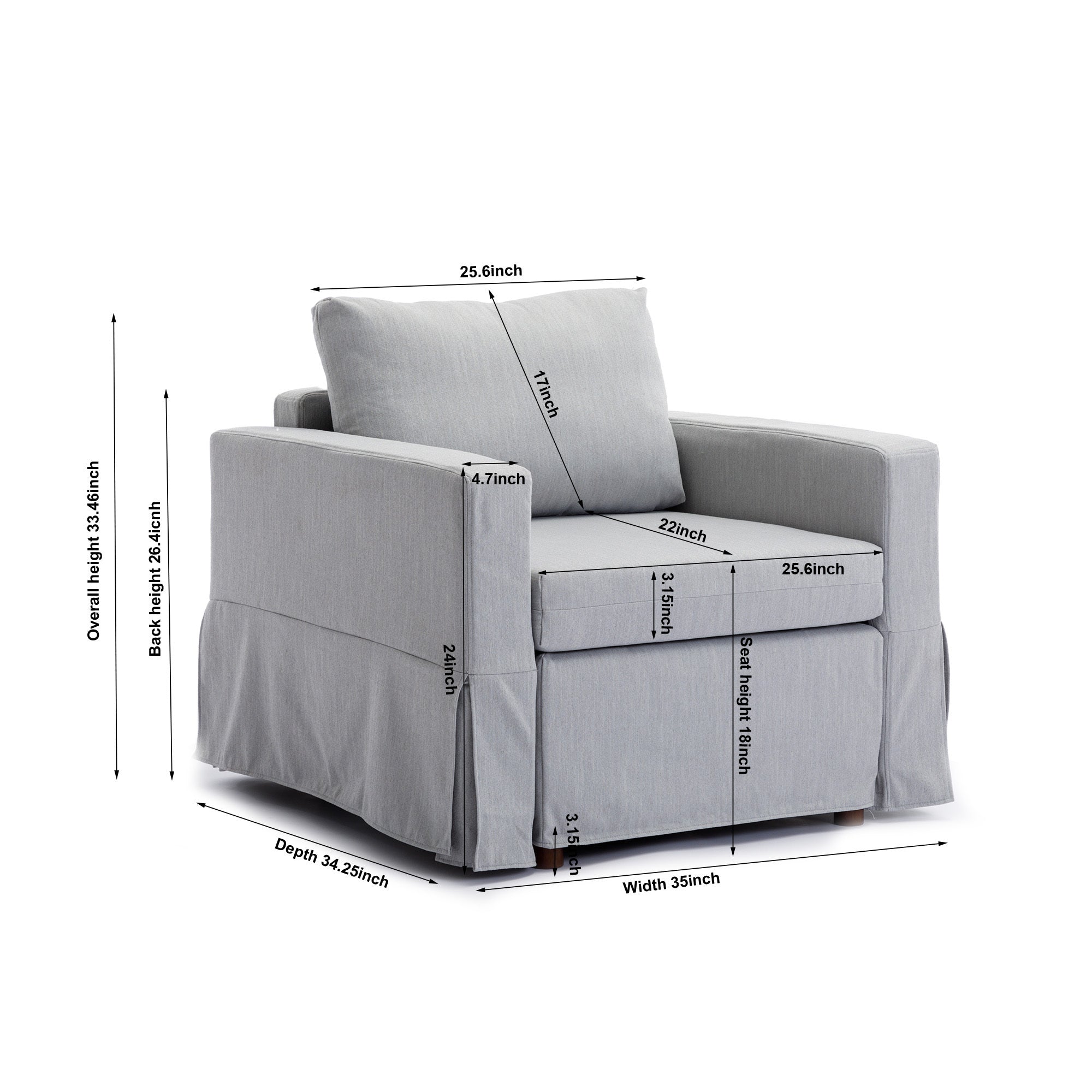 Single Seat Module Sofa Sectional Couch With 1 Ottoman,Cushion Covers Removable and Washable,Light Grey