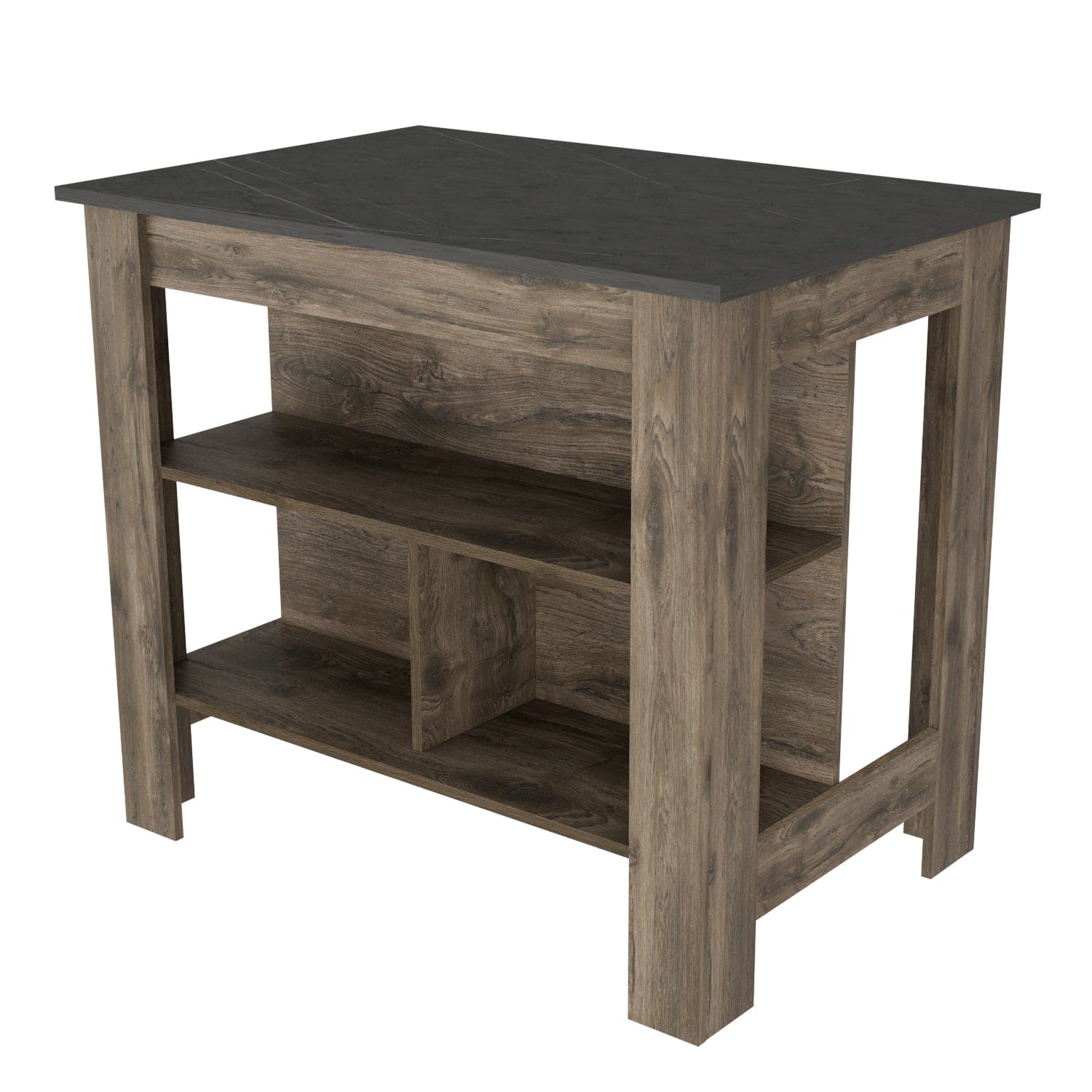 Kitchen Island Dozza, Three Shelves, Dark Brown / Onyx Finish