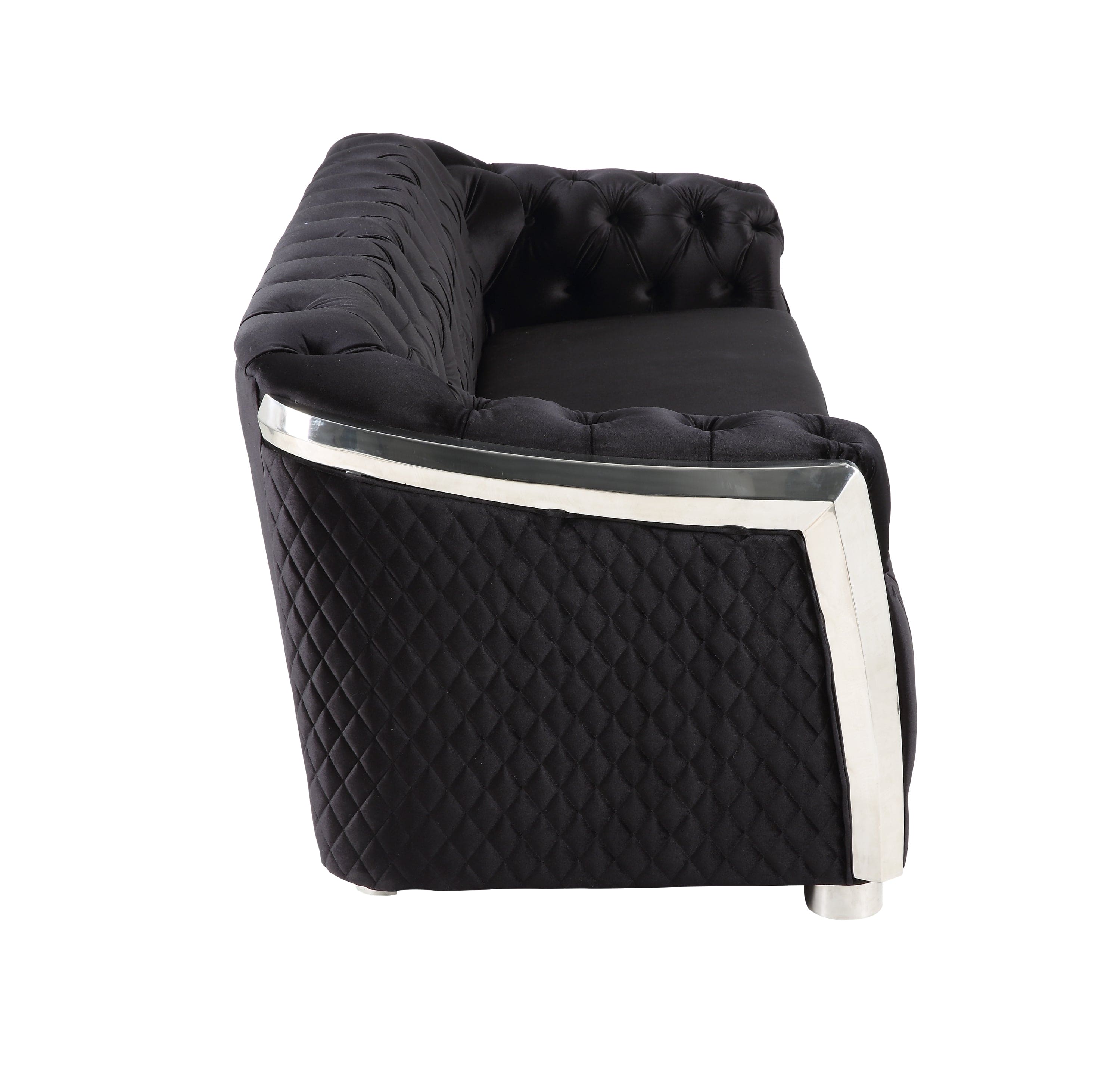 ACME Pyroden Loveseat in Black Velvet & Chrome Finish LV00297