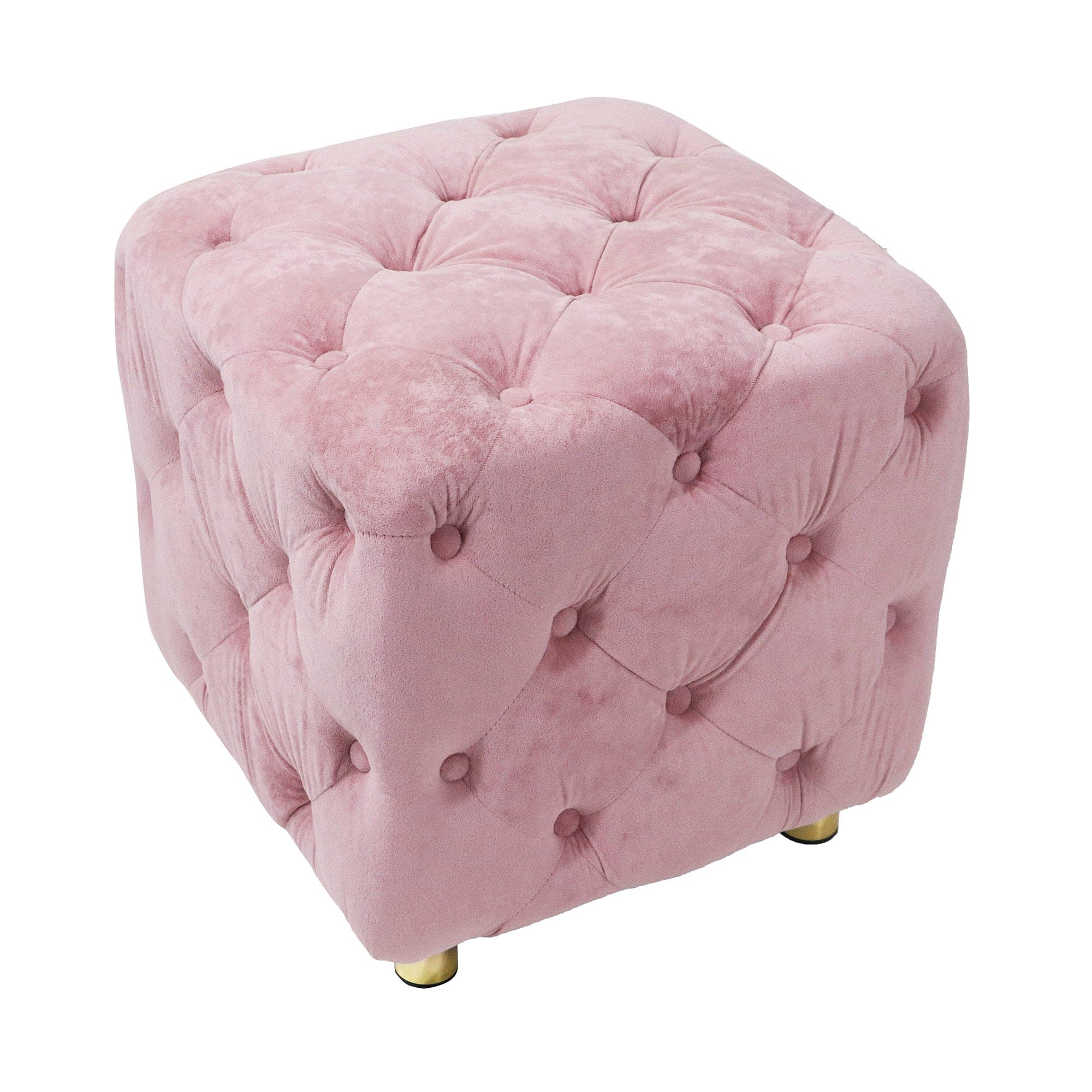 Pink Modern Velvet Upholstered Ottoman, Exquisite Small End Table, Soft Foot Stool,Dressing Makeup Chair, Comfortable Seat for Living Room, Bedroom, Entrance