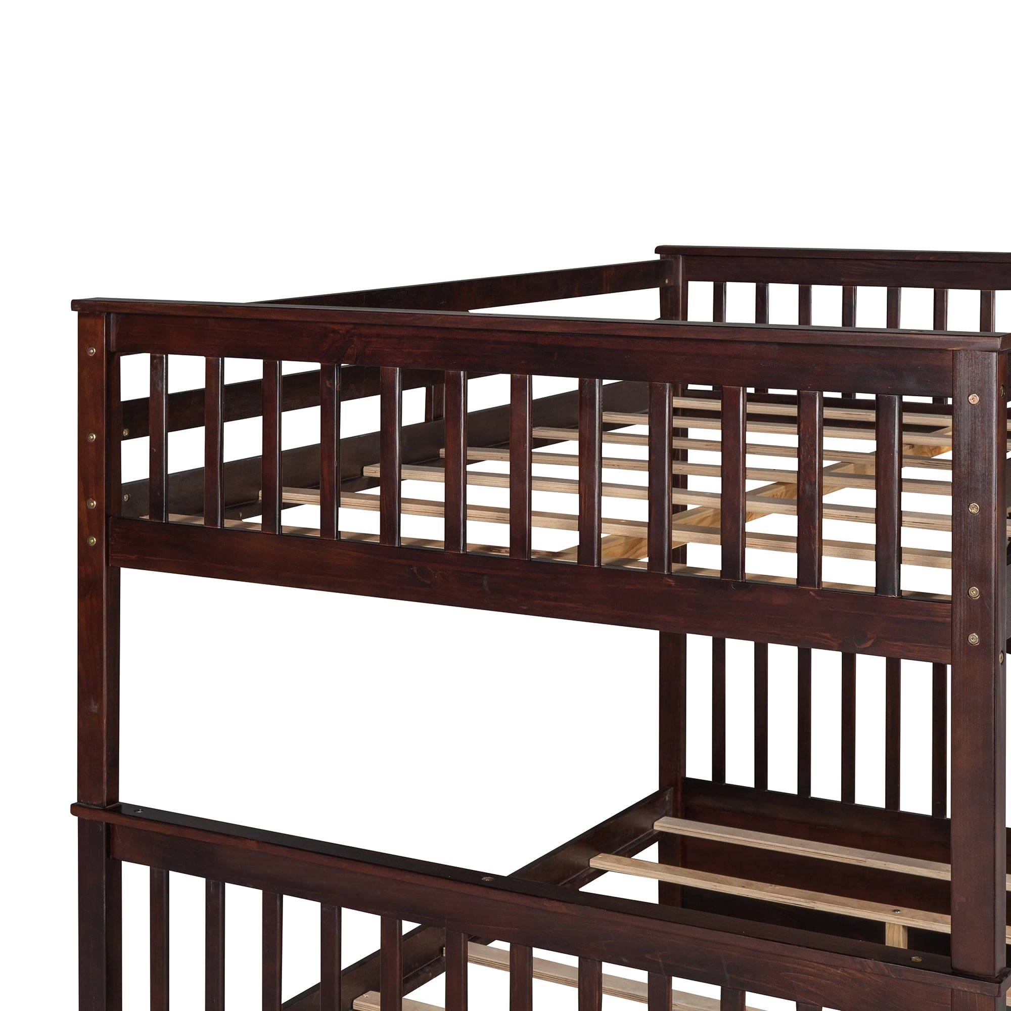 Full-Over-Full Bunk Bed with Ladders and Two Storage Drawers (Espresso)(OLD SKU:LT000365AAP)