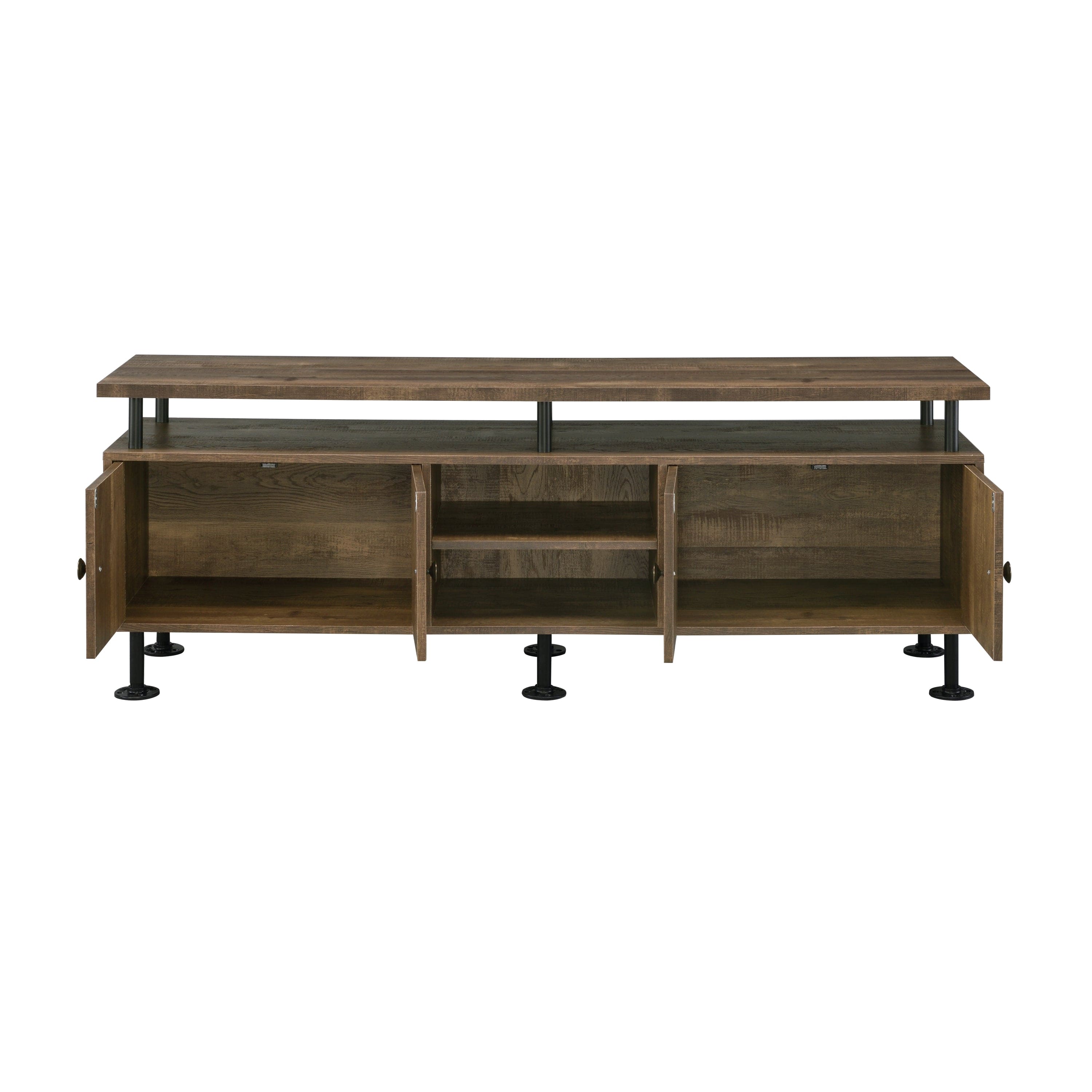 ACME Ensata II TV Stand  in Rustic Oak  & Black Finish LV00142