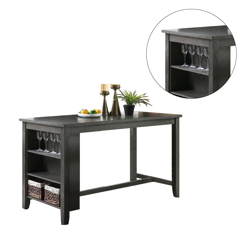 Rectangle Wooden Counter Height Dining Table with Storage in Black