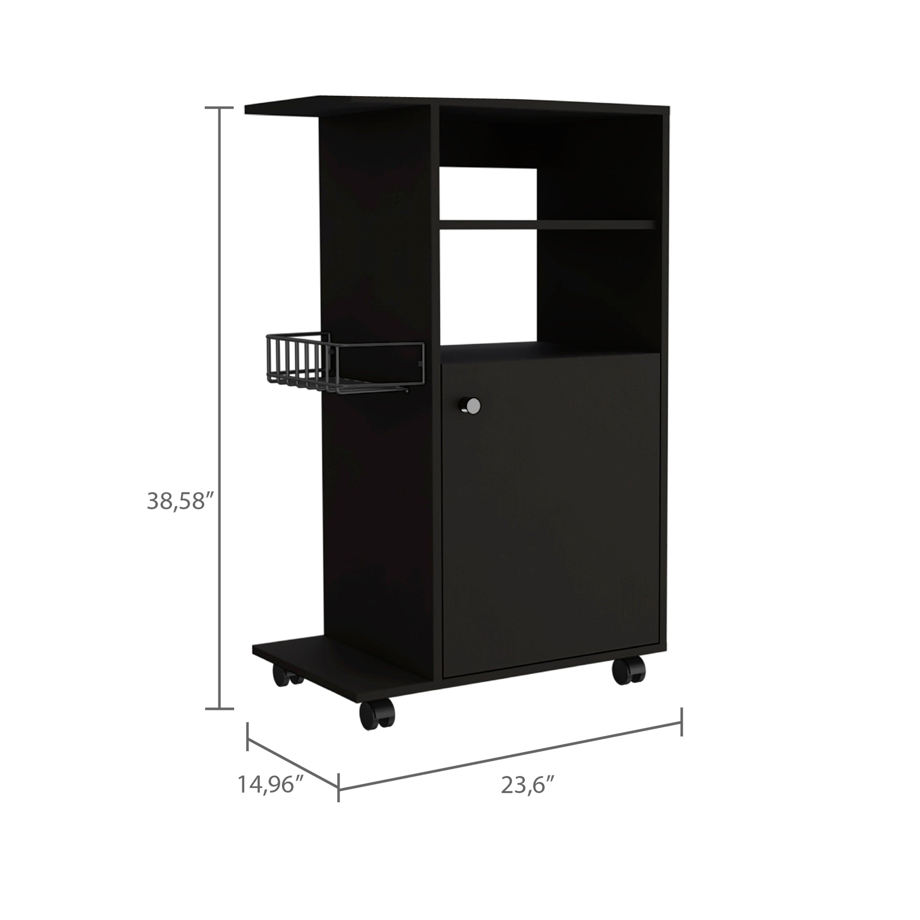 Napenthe 1-Shelf Kitchen Cart with Caster Black Wengue