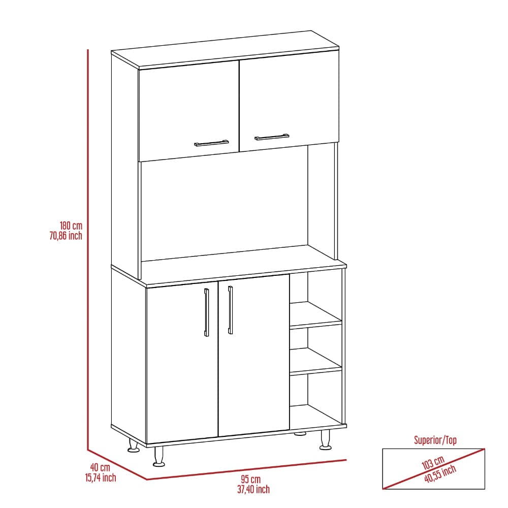 Ralston 2-Piece Kitchen Set, Kitchen Island and Pantry Cabinet, White and Onyx