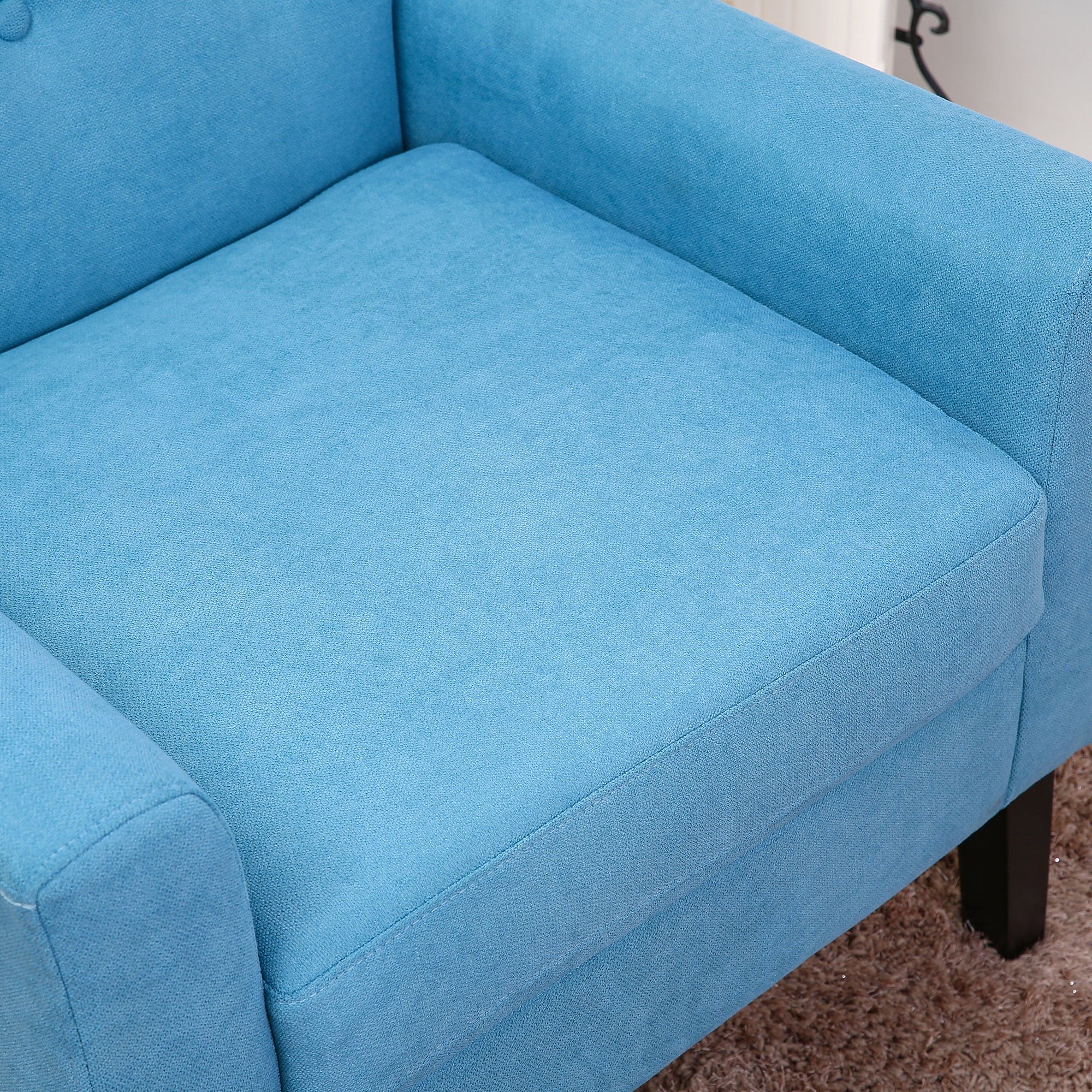 Fabric Accent Chair for Living Room, Bedroom Button Tufted Upholstered Comfy Reading Accent Chairs Sofa (Blue)