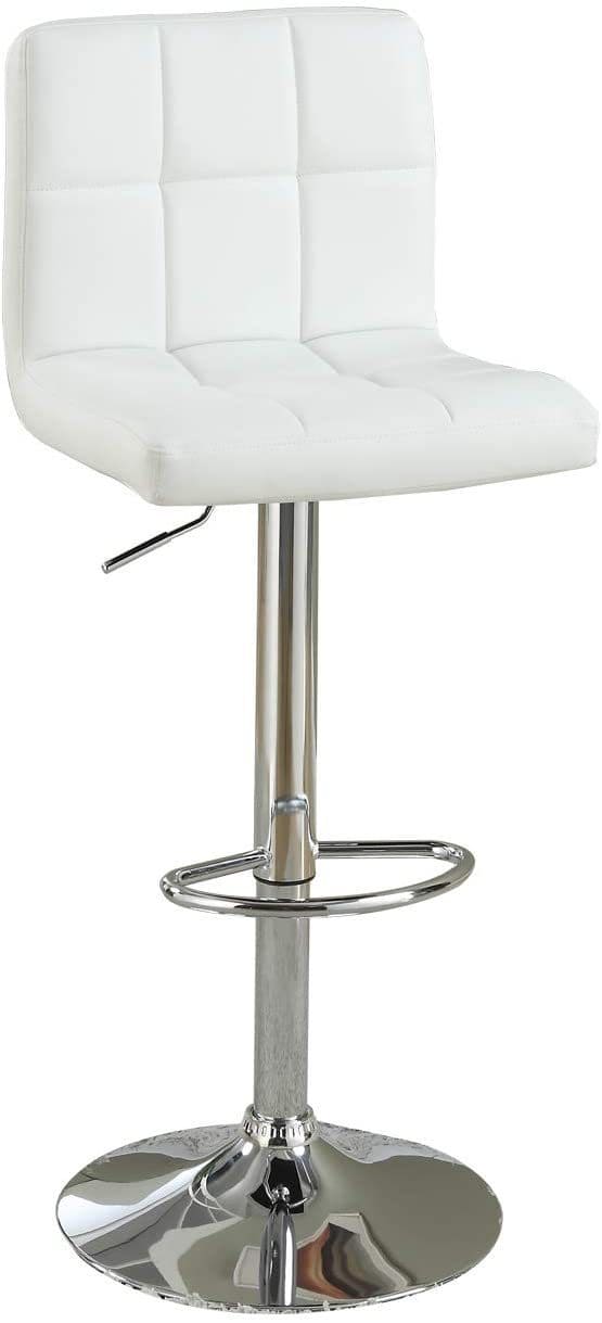 White Faux Leather Bar Stool Counter Height Chairs Set of 2 Adjustable Height Kitchen Island Stools Modern