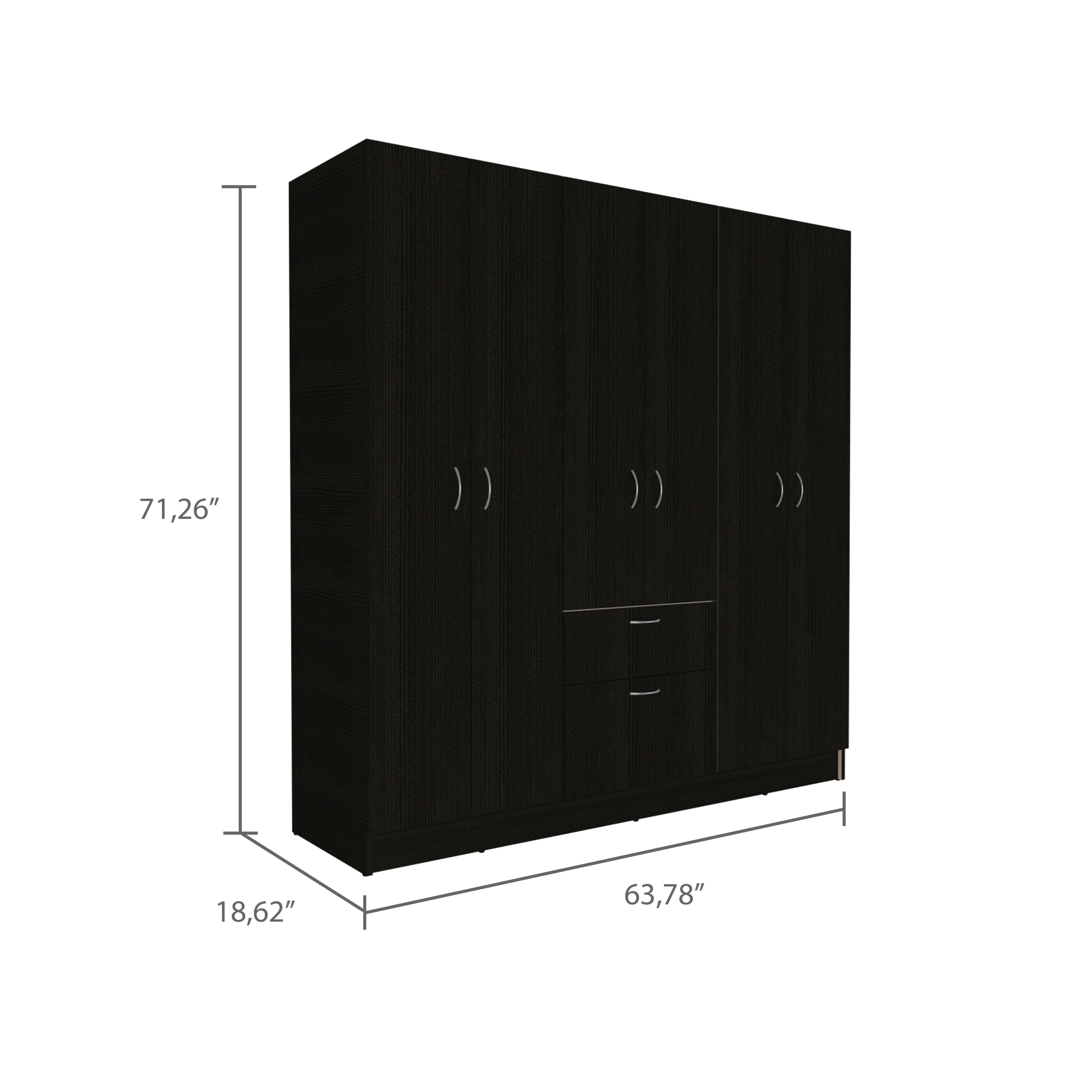 Davenport 1-Drawer Rectangle 6-Door Armoire Black Wengue and White