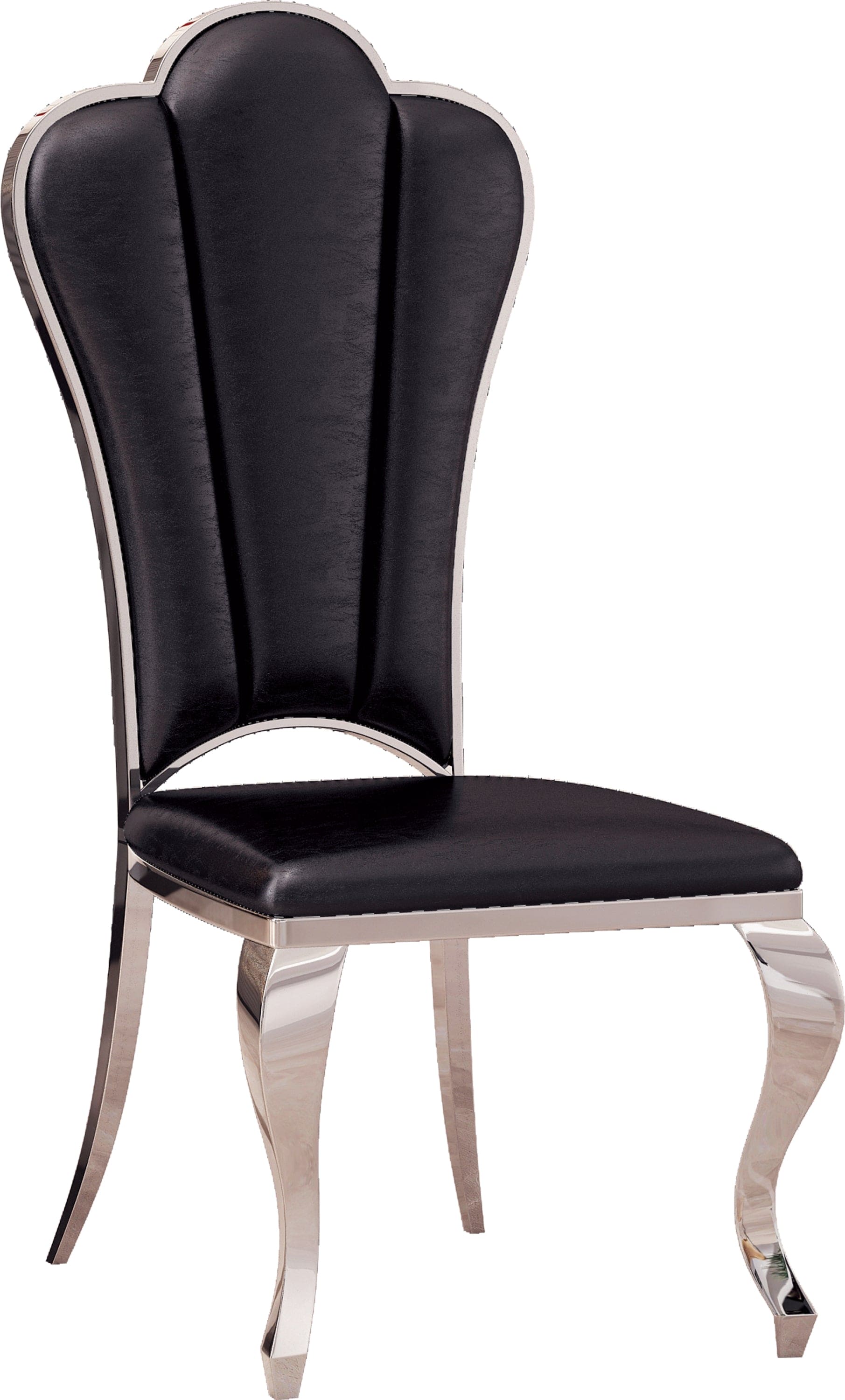 Modern Leatherette Dining Chairs Set of 2, Unique Backrest Design with Stripe Armless Chair