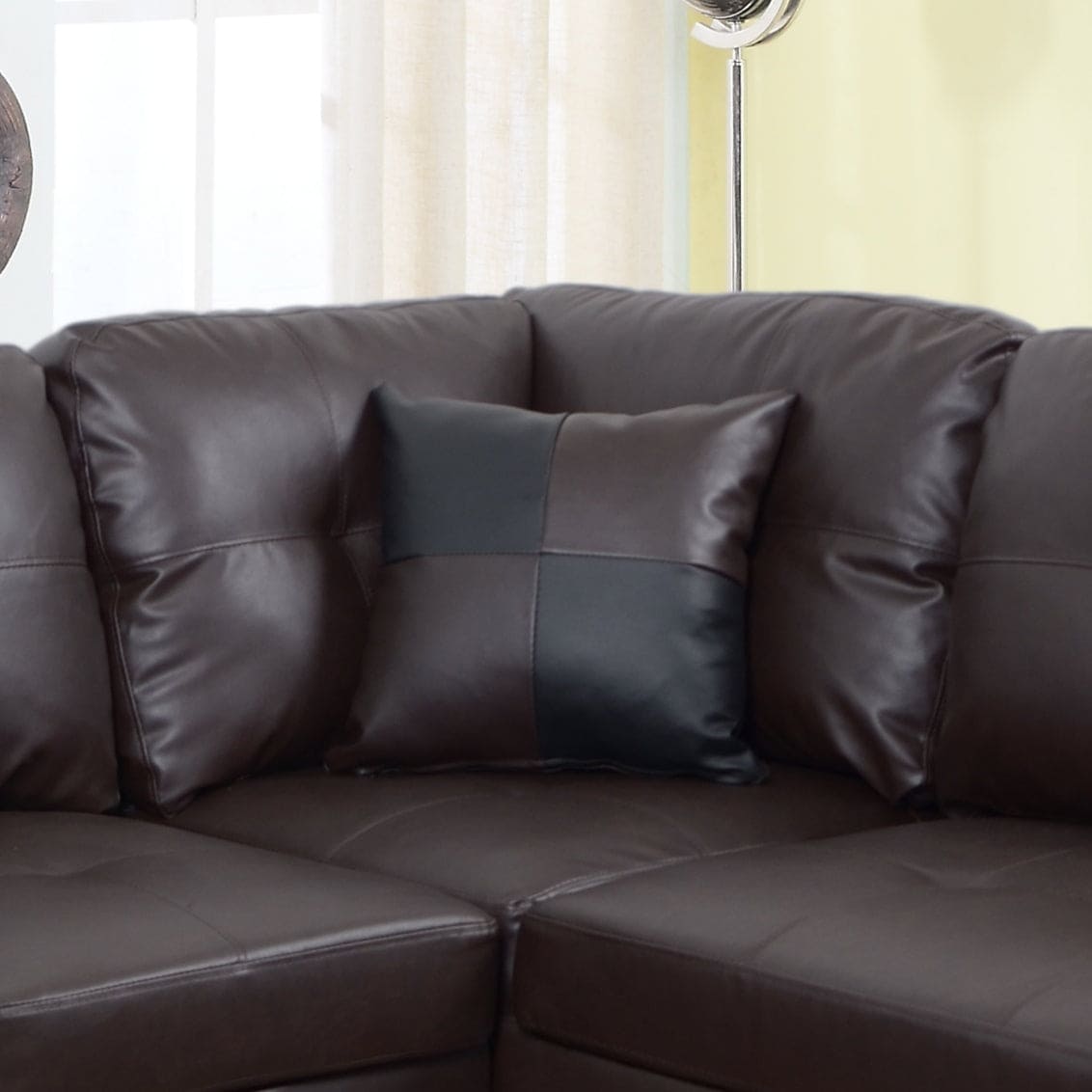 3 PC Sectional Sofa Set, (Brown) Faux Leather left -Facing Chaise with Free Storage Ottoman