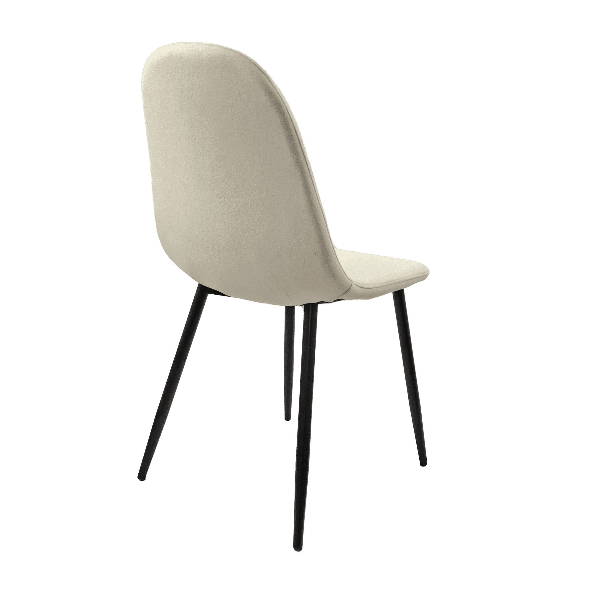 Dining Chairs Set of 4, Modern Accent Chairs with Linen Fabric Upholstered Seat, Spoon Shape Kitchen Chair with Black Metal Legs Dining Side Chairs for Dining Room Kitchen (Beige)