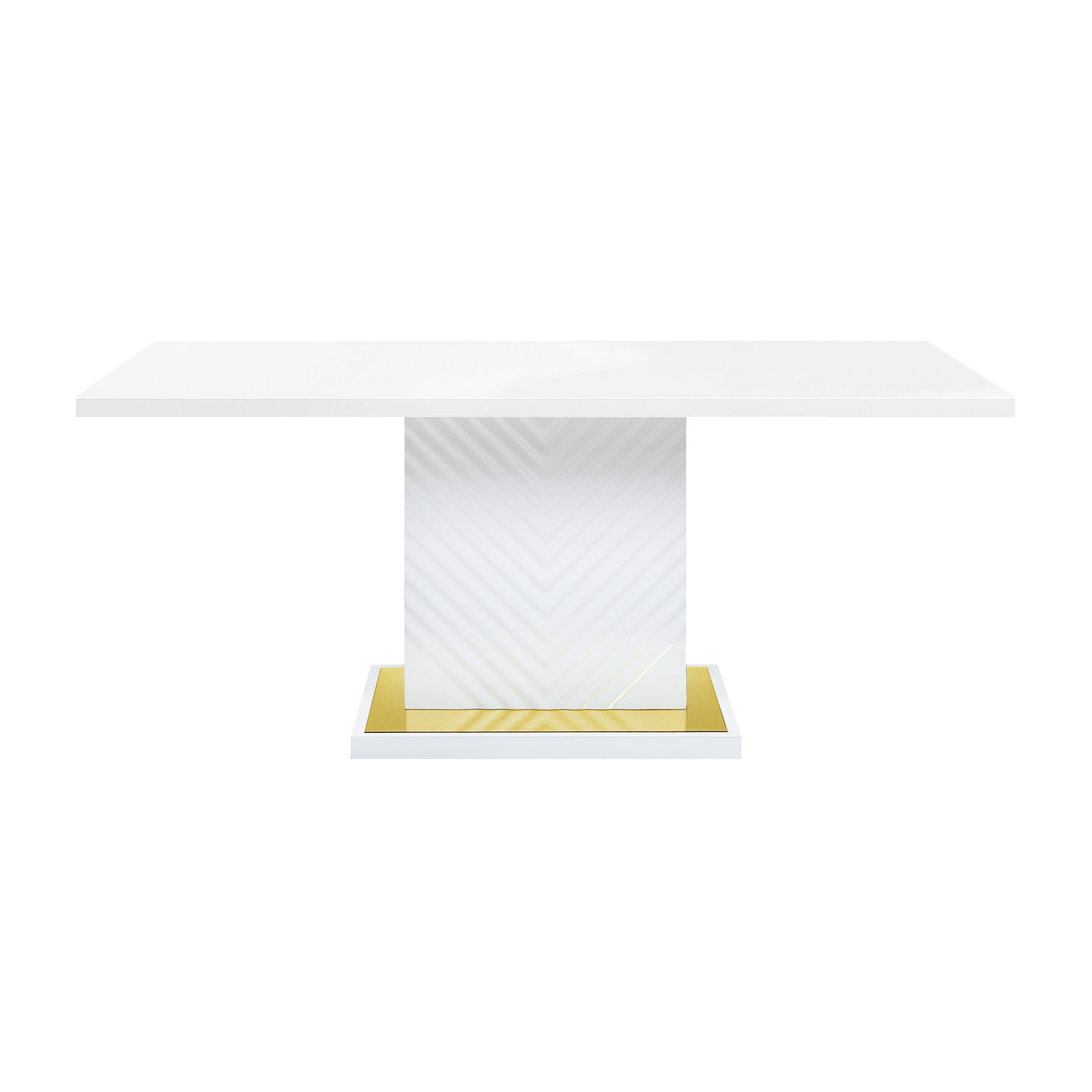 ACME Gaines Dining Table, White High Gloss Finish DN01258