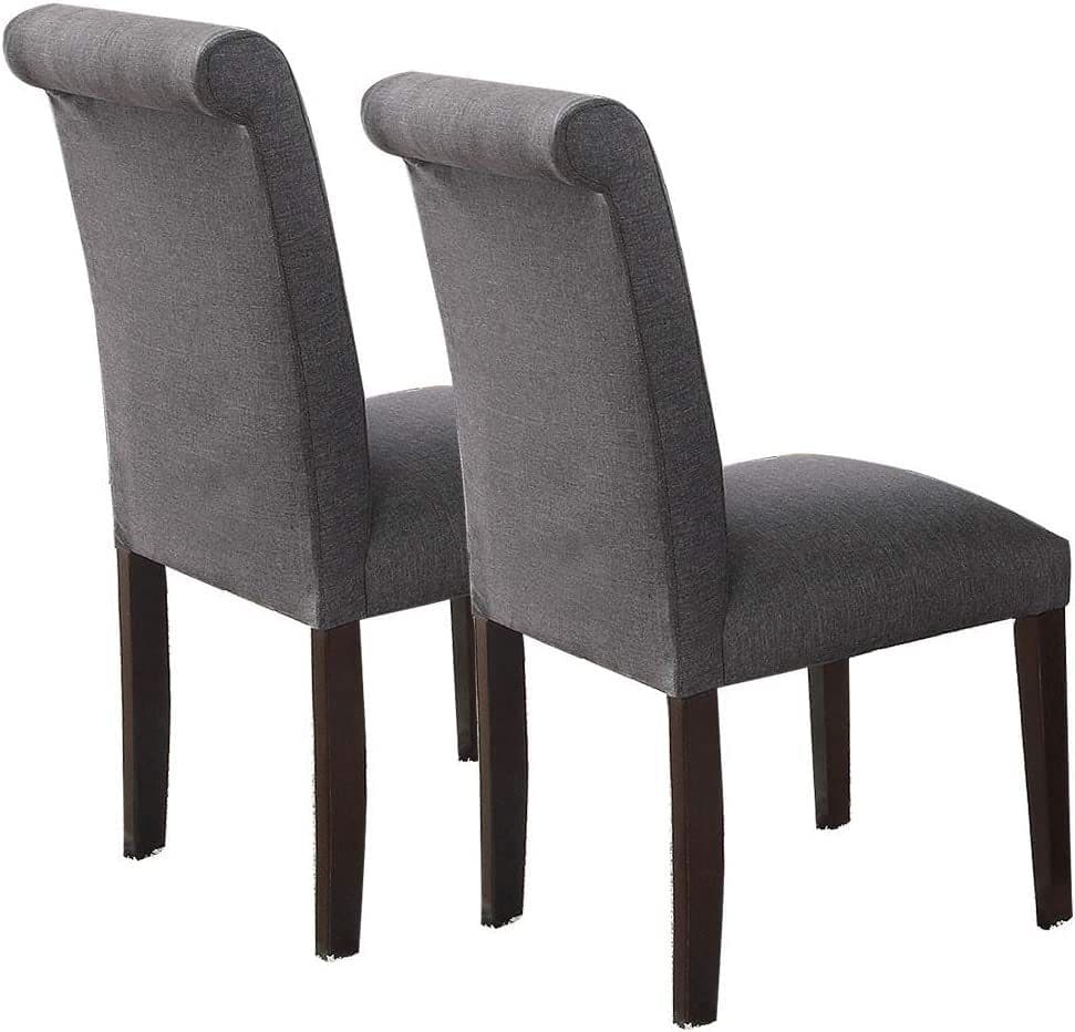 Transitional Blue Grey Polyfiber Chairs Dining Seating Set of 2 Dining chairs Plywood Birch Dining Room