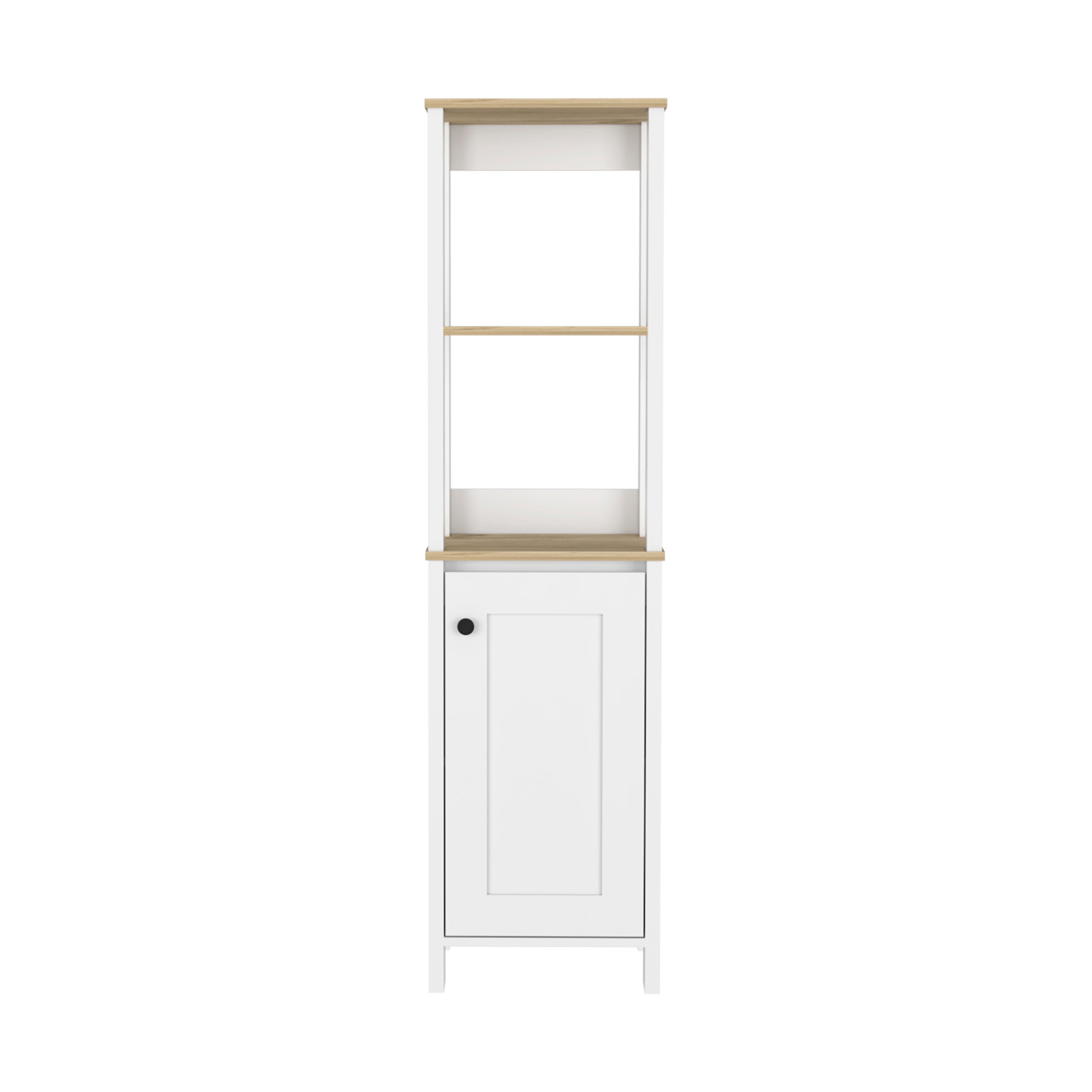 Linen Cabinet Jannes, Two Open Shelves, Single Door, Light Oak / White Finish