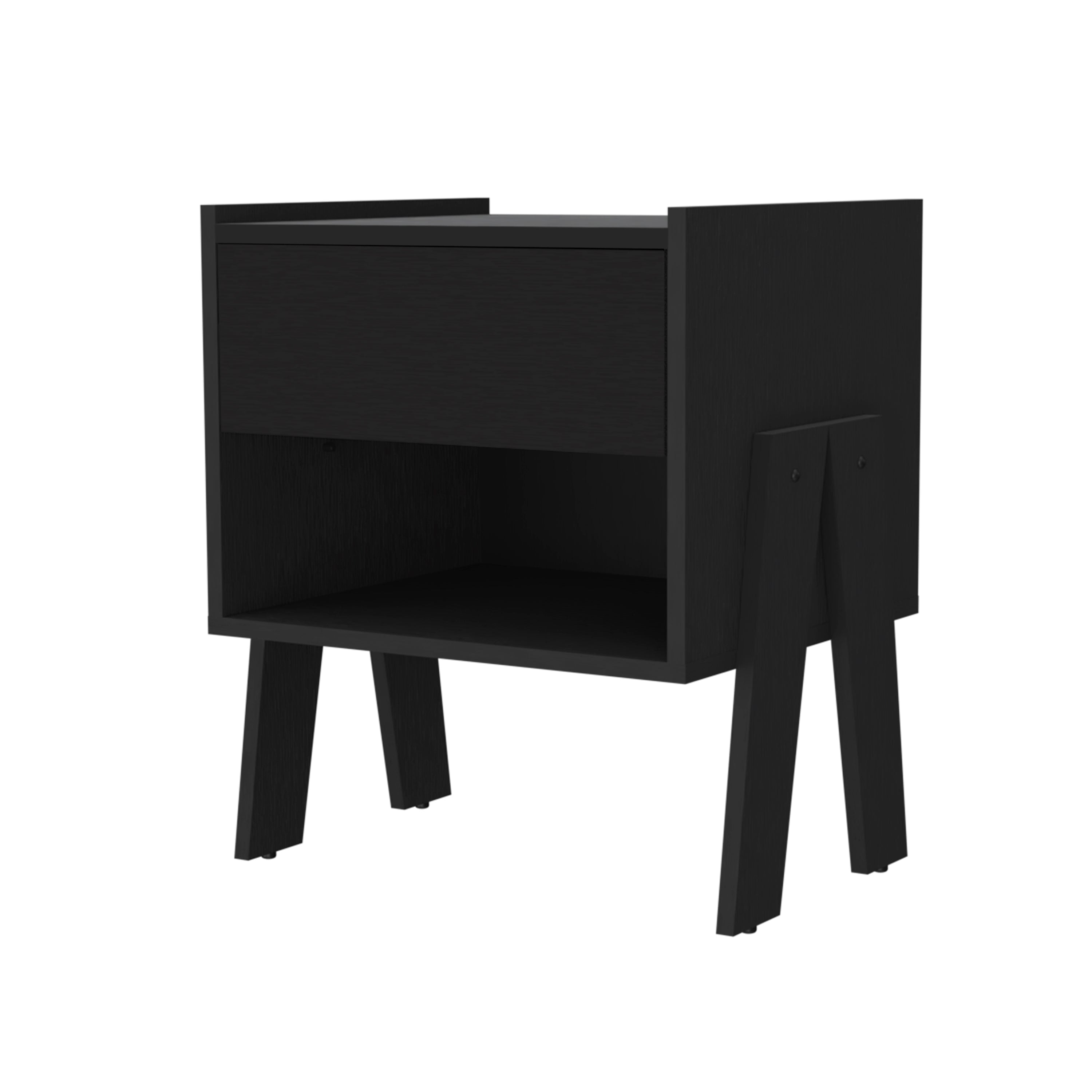 Hosley 1-Drawer 1-Shelf Nightstand Black Wengue