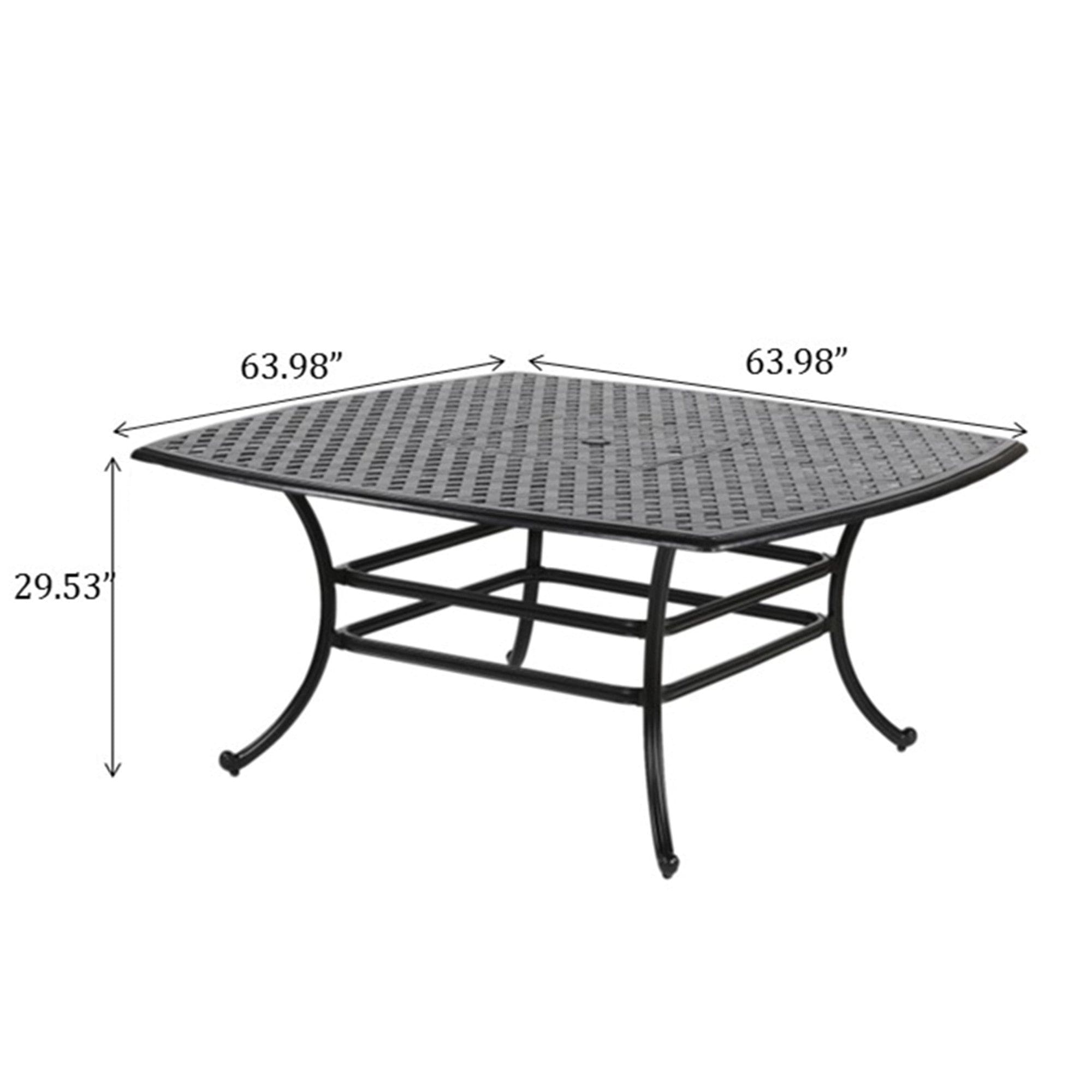 64" Square Dining Table, Dark Lava Bronze