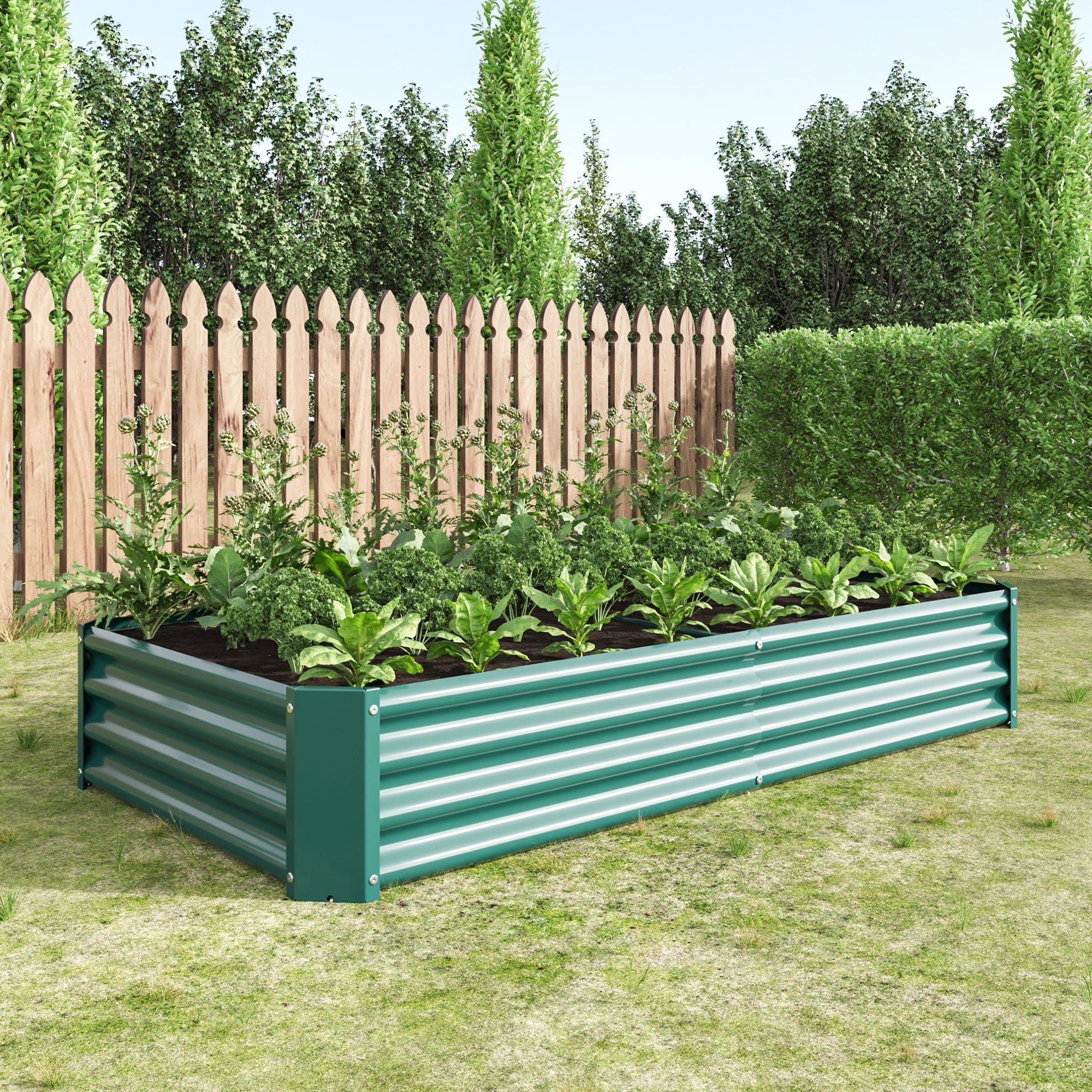 Raised Garden Bed Outdoor, 6×3×1ft , Metal Raised  Rectangle Planter Beds for Plants, Vegetables, and Flowers - Green