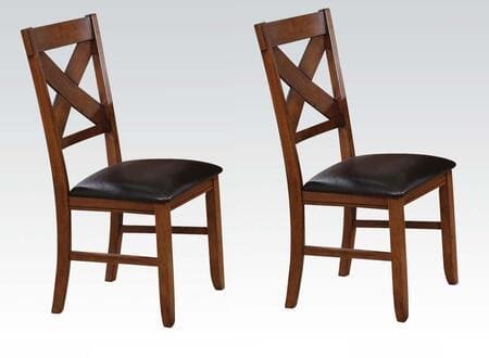 ACME Apollo Side Chair (Set-2) in Espresso PU & Walnut 70003