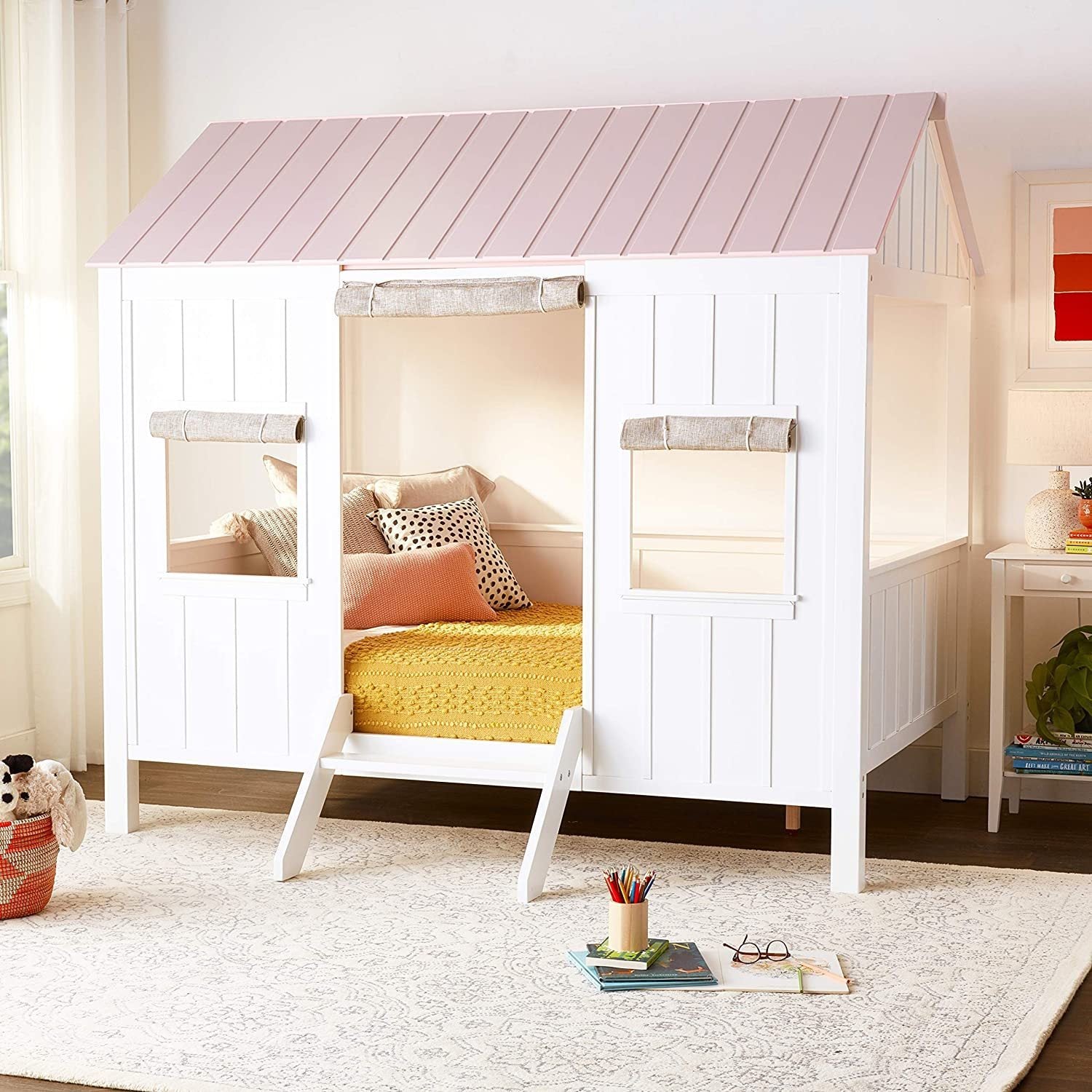 ACME Spring Cottage Full Bed in White & Pink 37695F