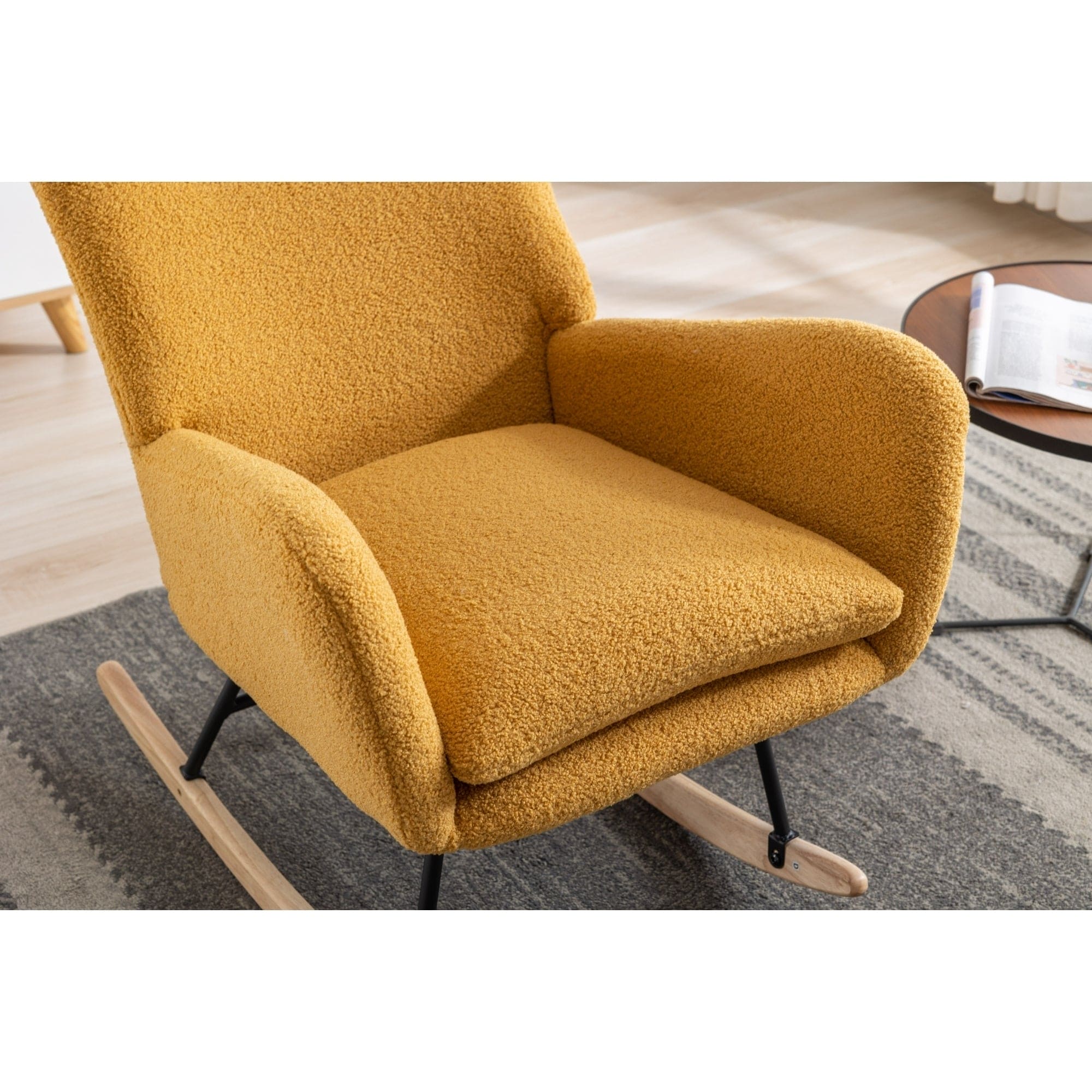 35.5 inch Rocking Chair with Pocket, (TURMERIC)