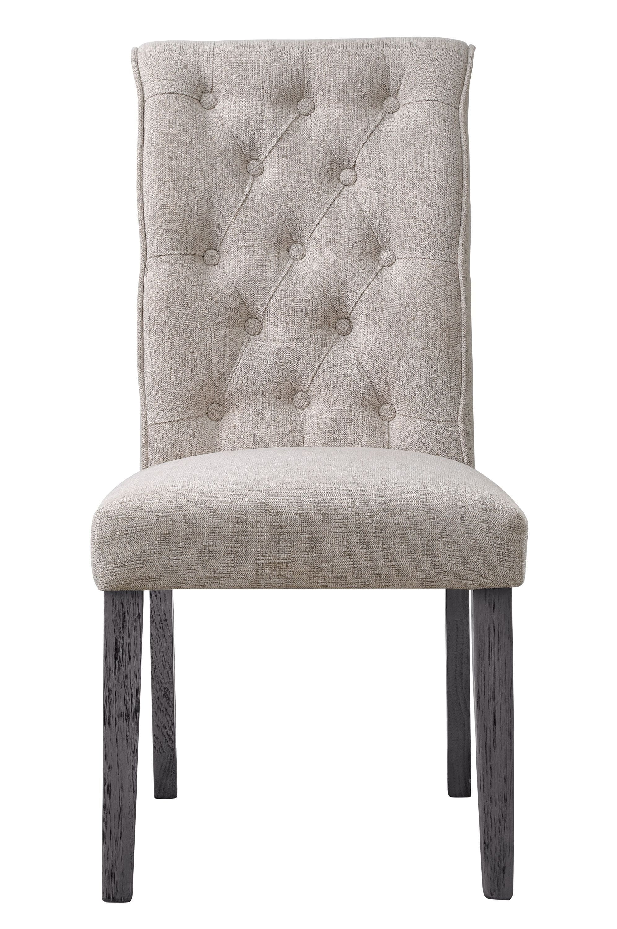 ACME Yabeina Side Chair (Set-2), Beige Linen & Gray Finish 73267