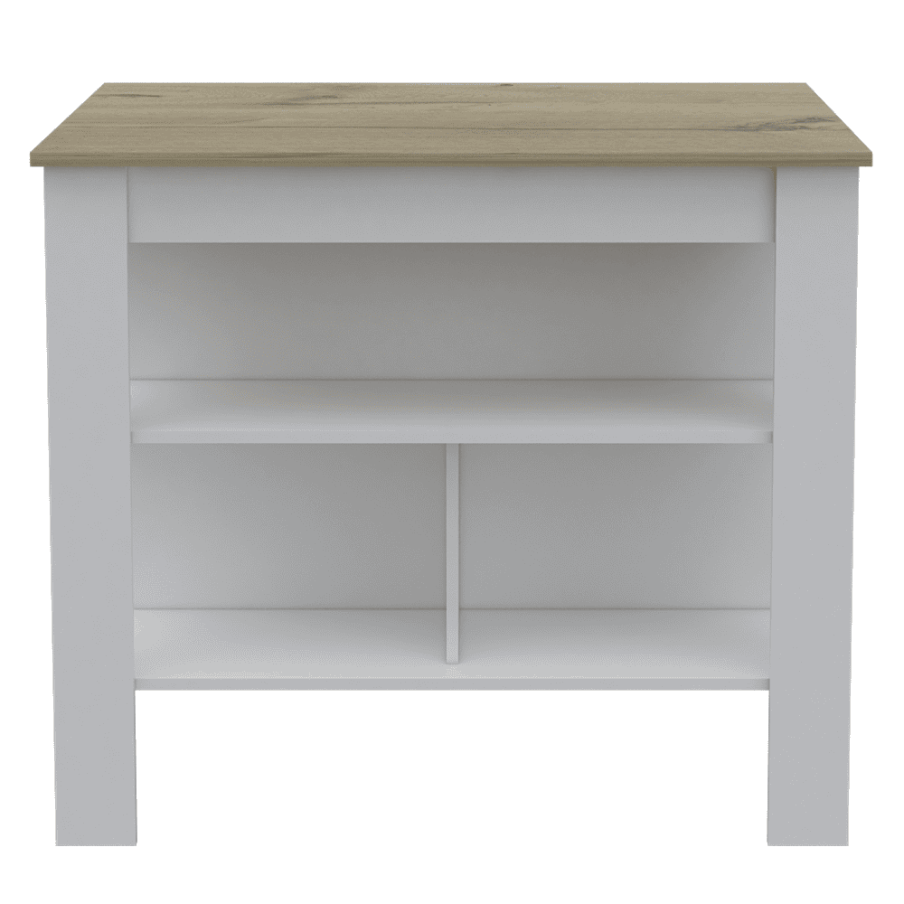 DEPOT E-SHOP Antibacterial Delos Kitchen Island , White / Light Oak