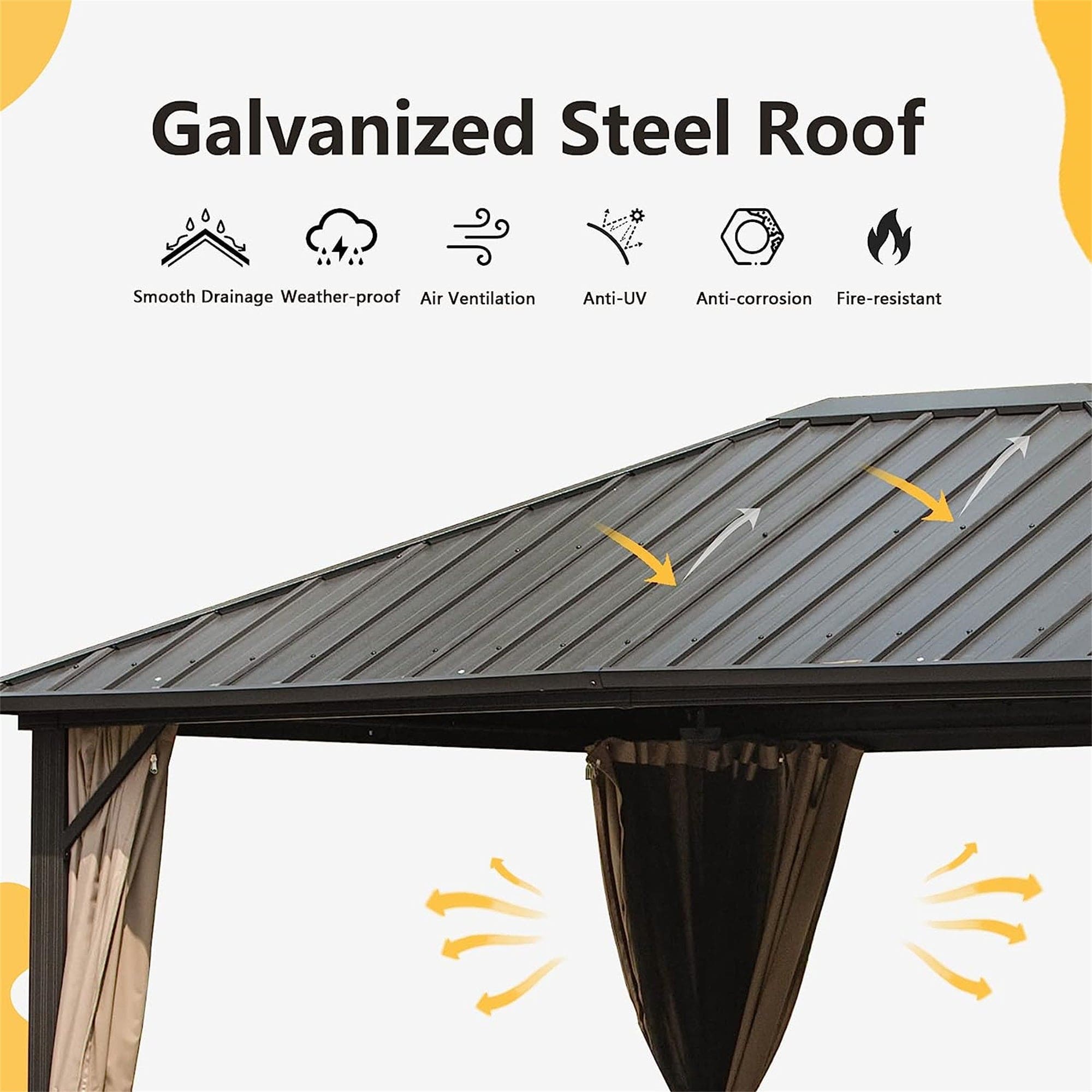 Permanent Outdoor Steel Roof (Dark Brown)