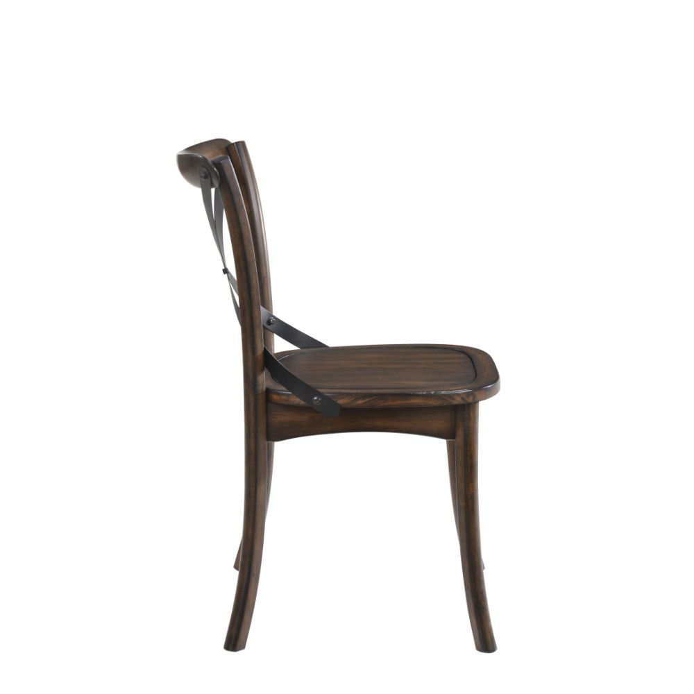 ACME Kaelyn Side Chair (Set-2) in Dark Oak & Black 73032