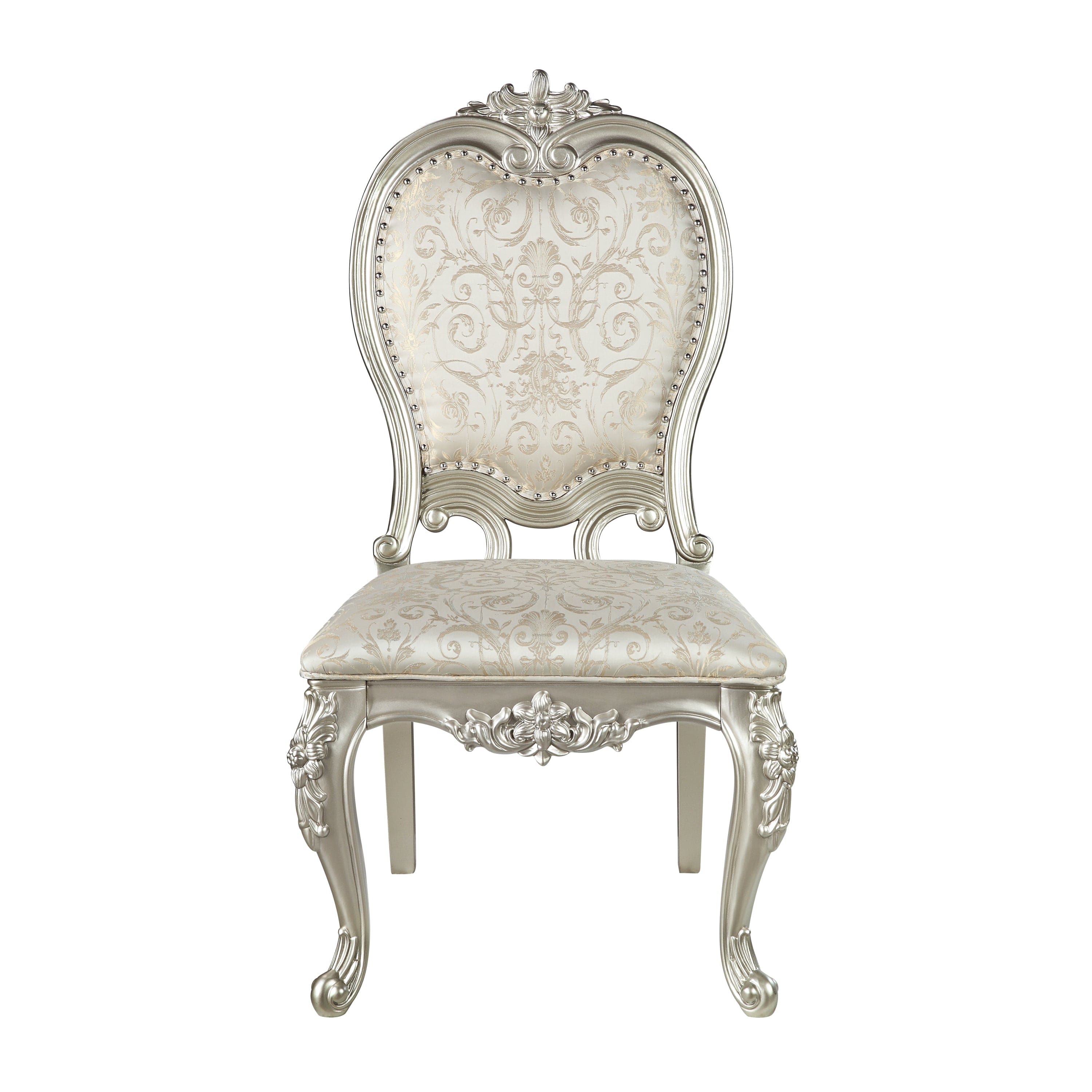 ACME Bently SIDE CHAIR (SET-2) Fabric & Champagne Finish DN01369