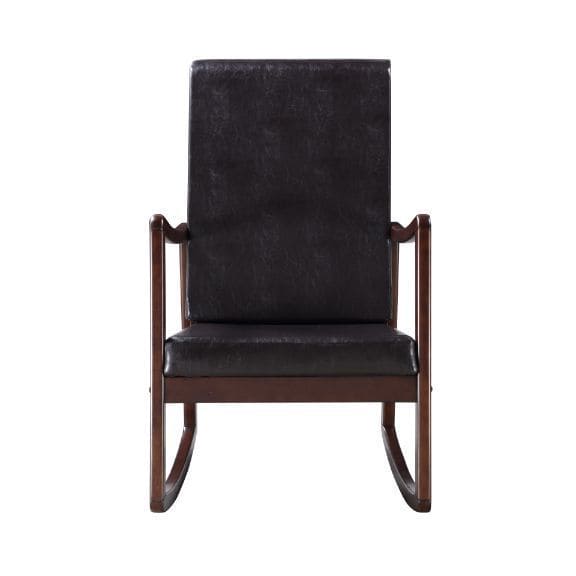 ACME Raina Rocking Chair, Dark Brown PU & Espresso Finish 59935