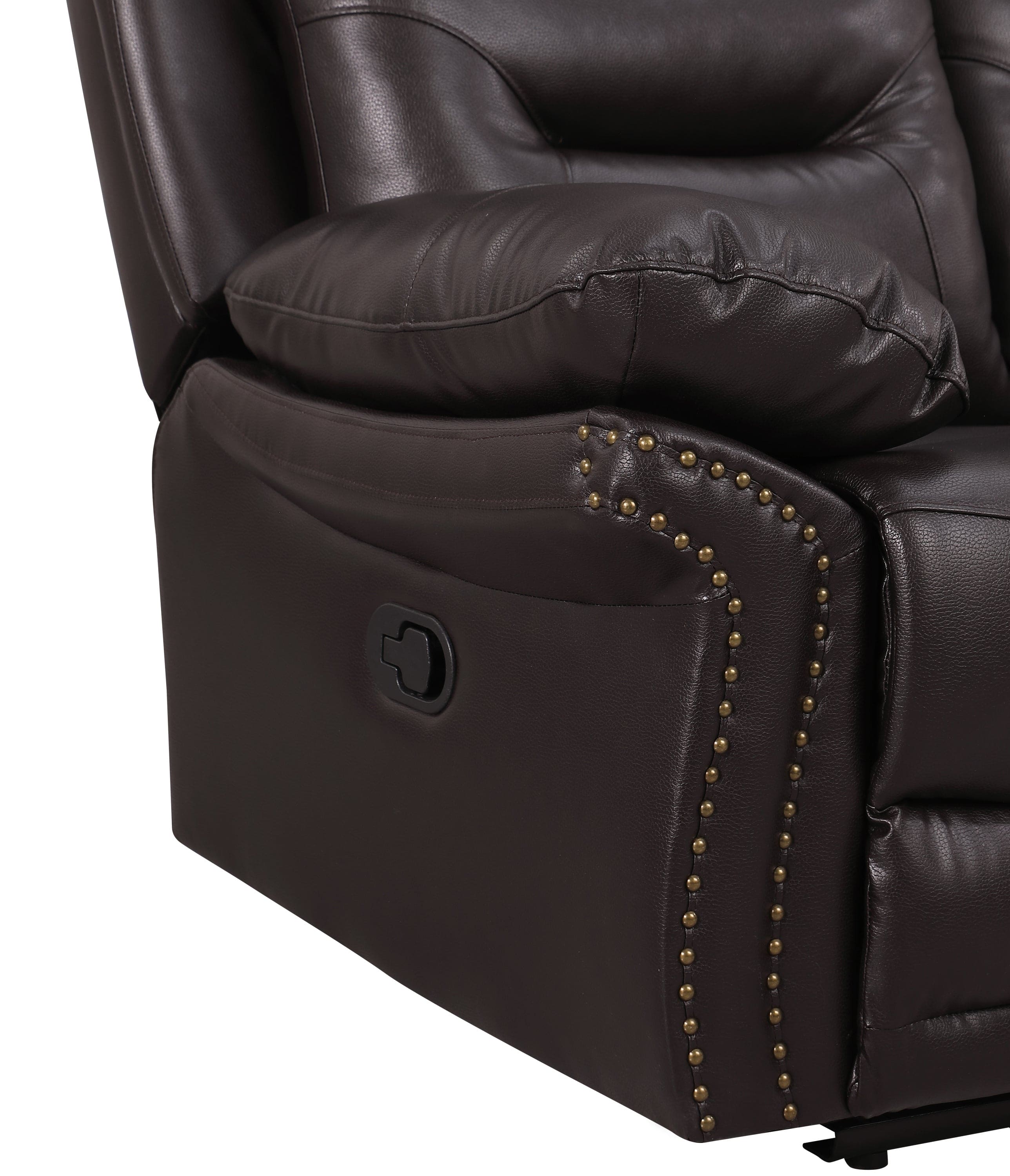 Global United  Leather Air Upholstered Reclining Console Loveseat with Fiber Back