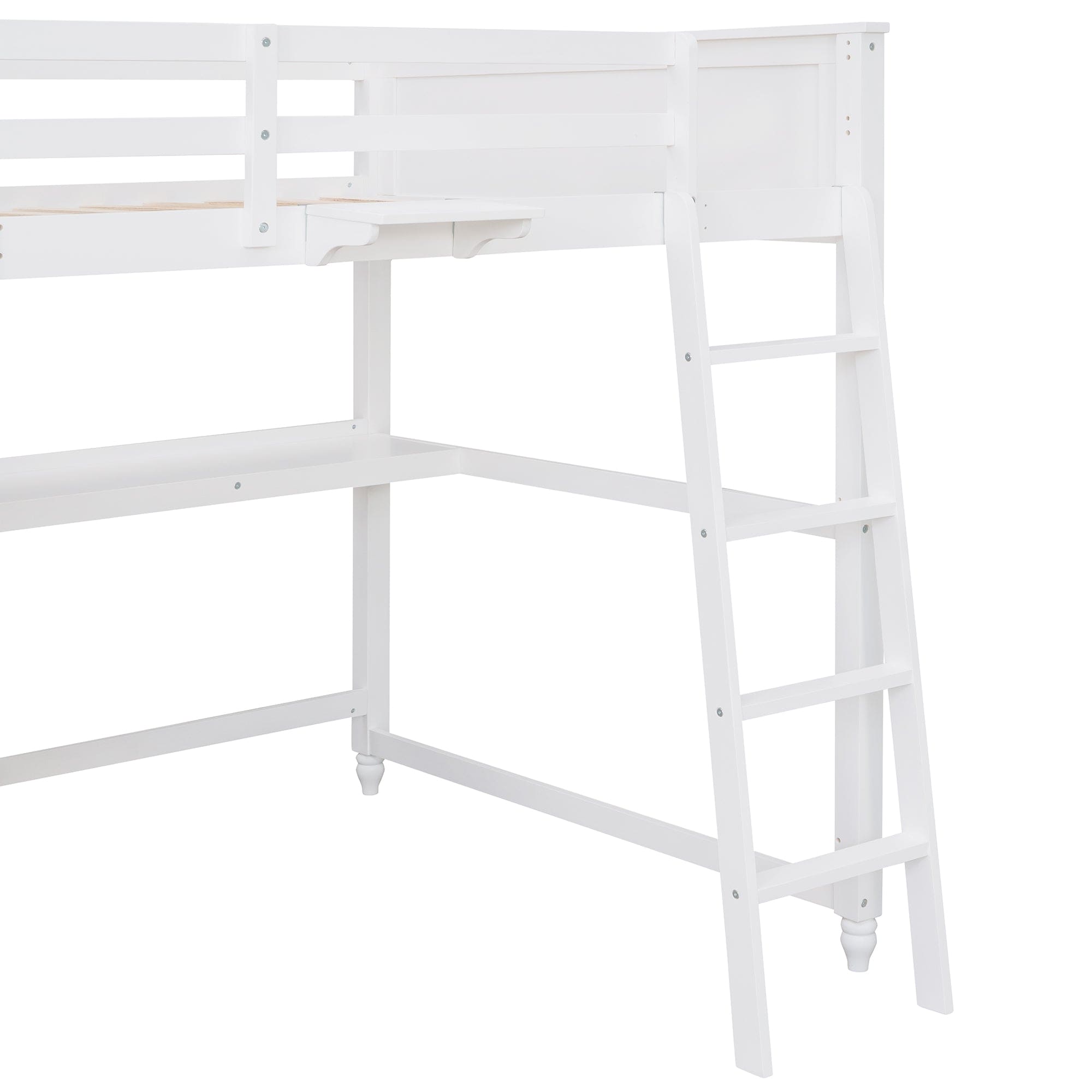 Full size Loft Bed with Drawers and Desk, Wooden Loft Bed with Shelves - White(OLD SKU:LT001529AAK)