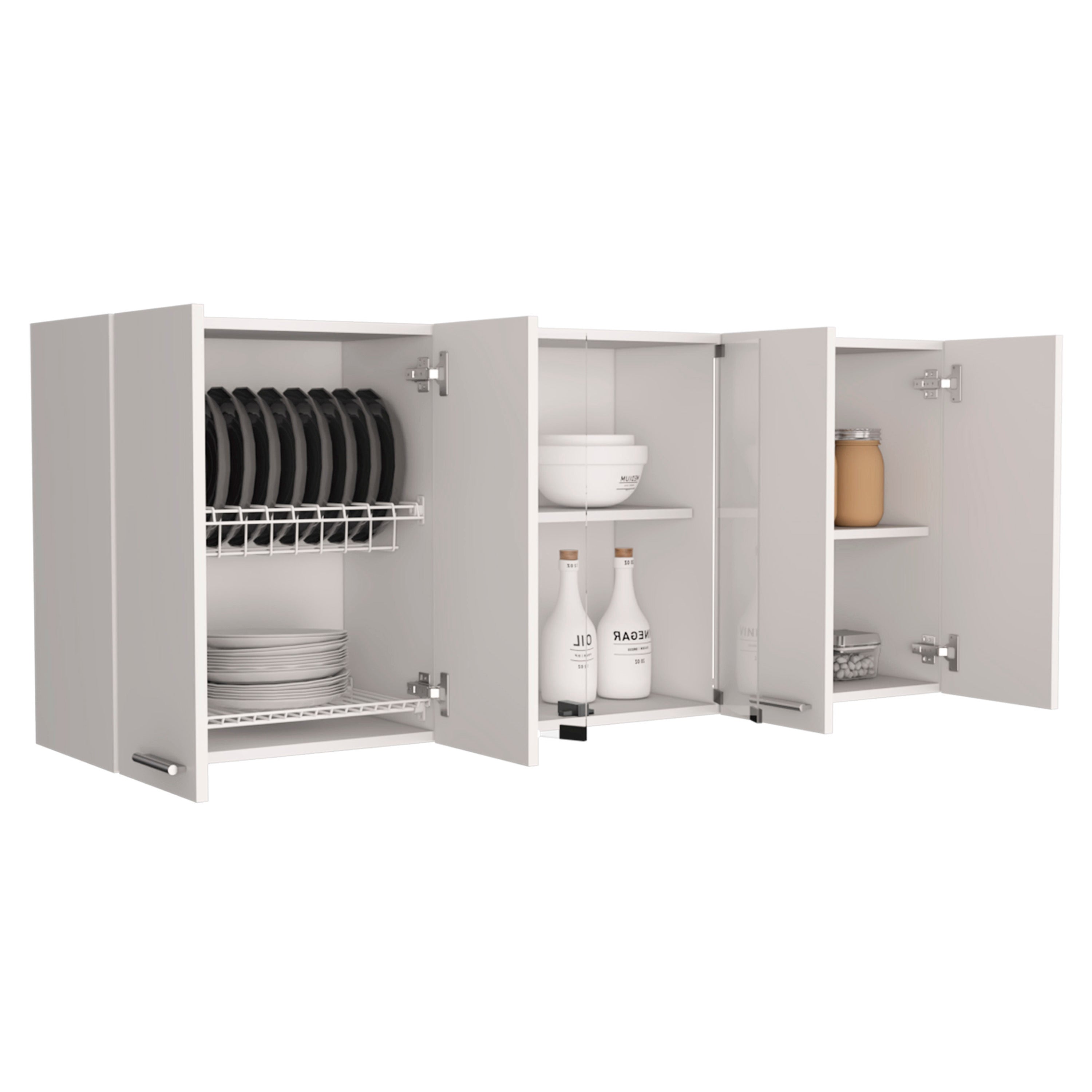 Superior Wall Cabinet Peoria, Four Interior Shelves, White Finish