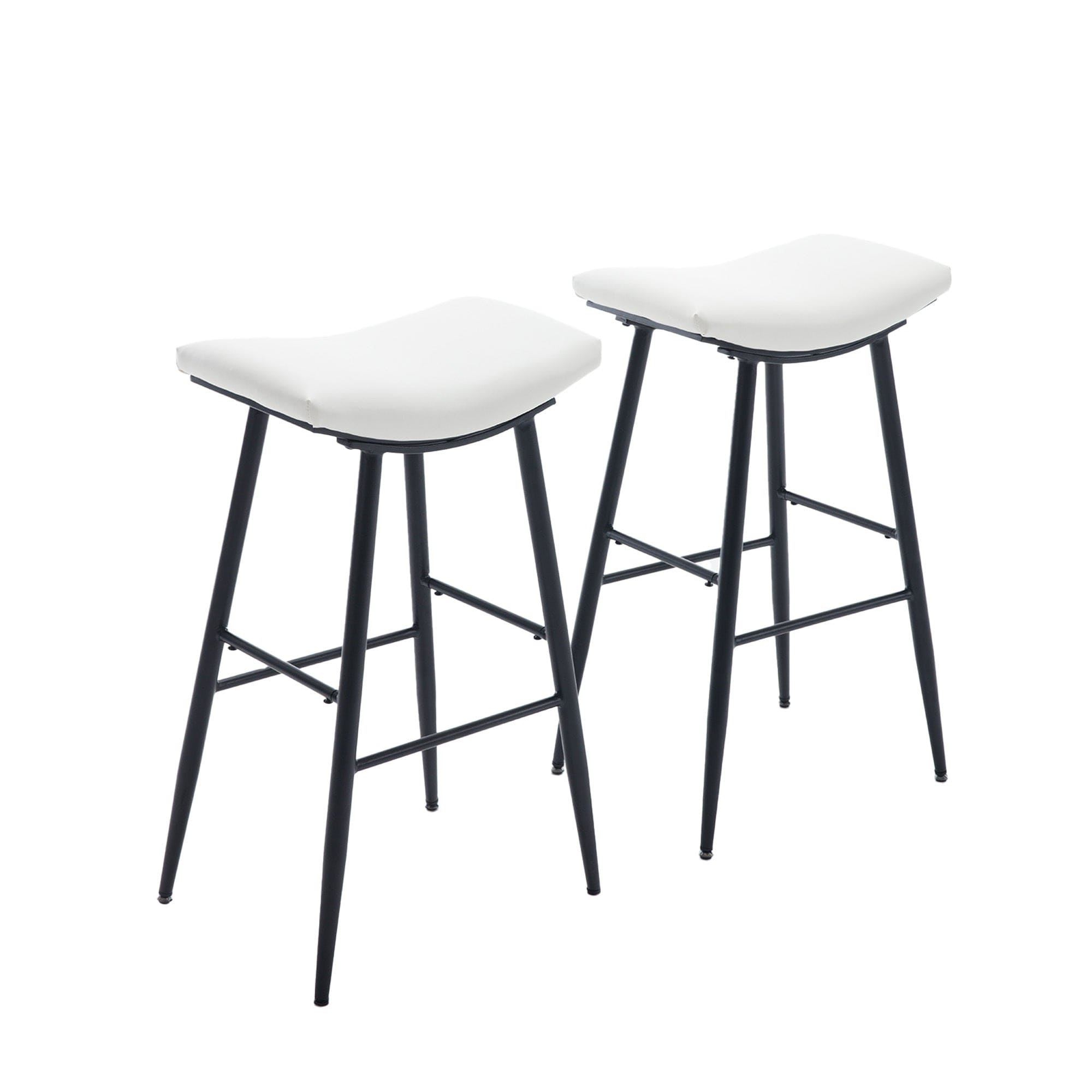 Counter Height Bar Stool Set of 2 for Dining Room Kitchen Counter Island, PU Upholstered Breakfast Stools With Footrest,Cream