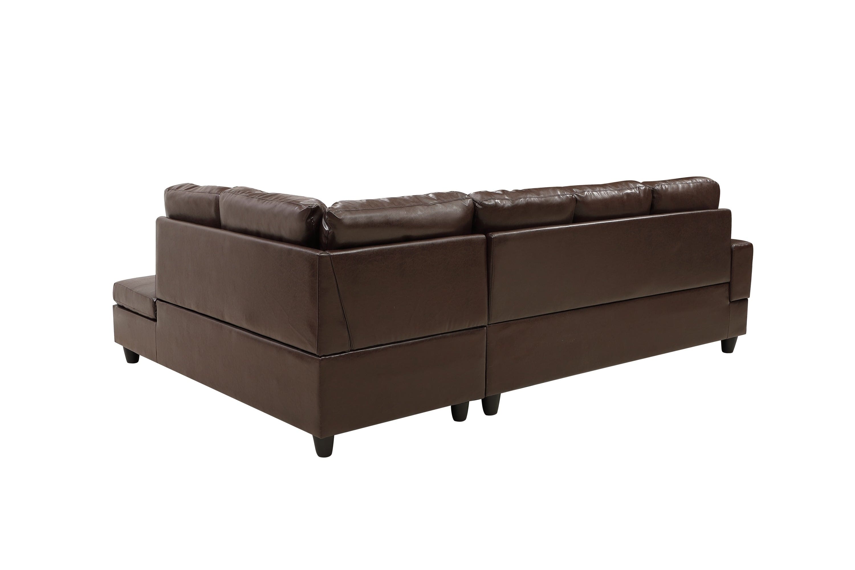 3 PC Sectional Sofa Set, (Brown) Faux Leather left -Facing Chaise with Free Storage Ottoman