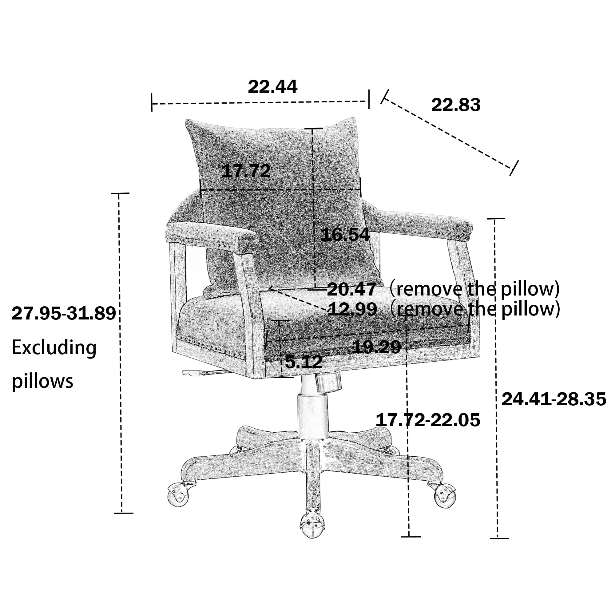 COOLMORE Computer Chair Office Chair Adjustable Swivel Chair Fabric Seat Home Study Chair