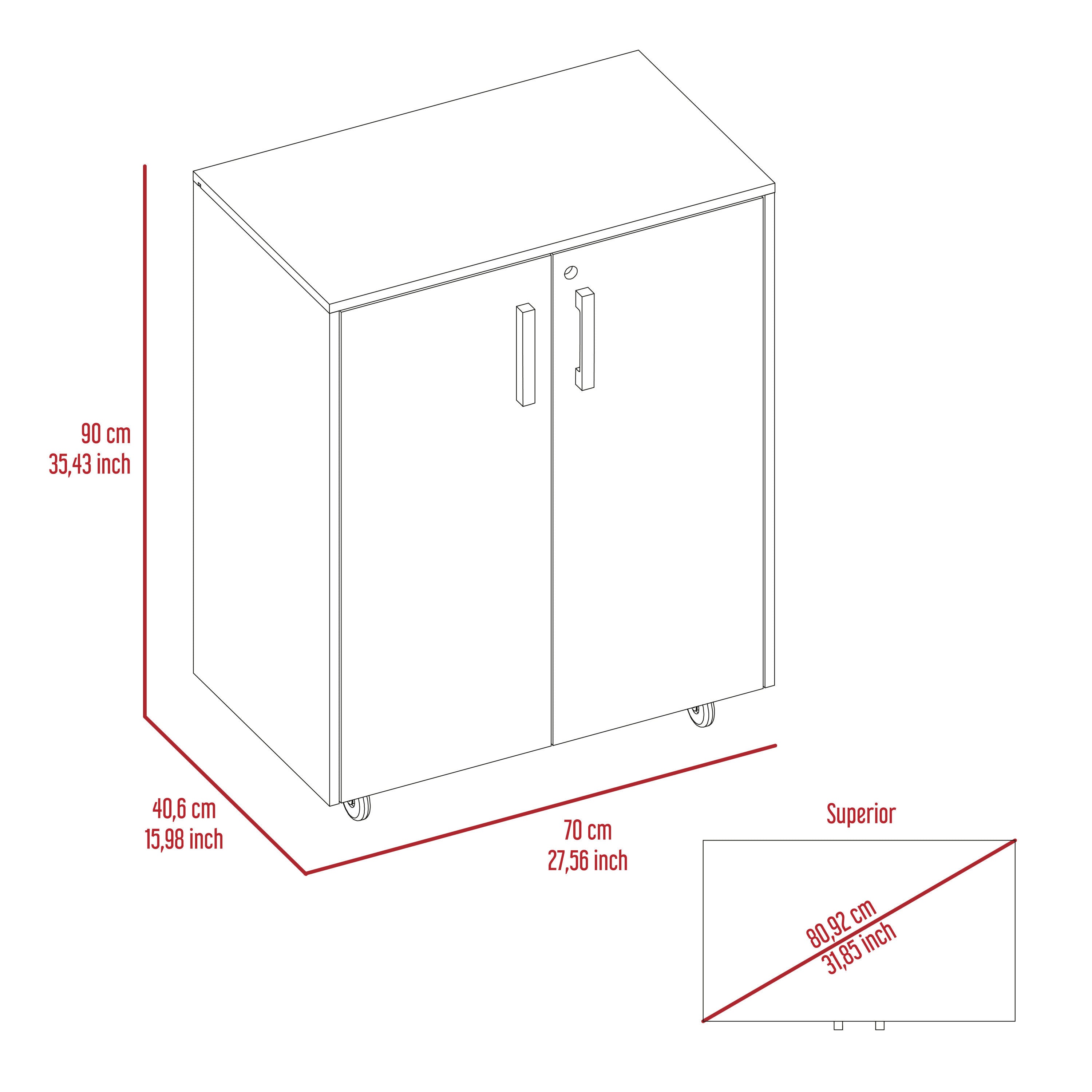 Storage Cabinet Lions, Double Door and Casters, Black Wengue Finish