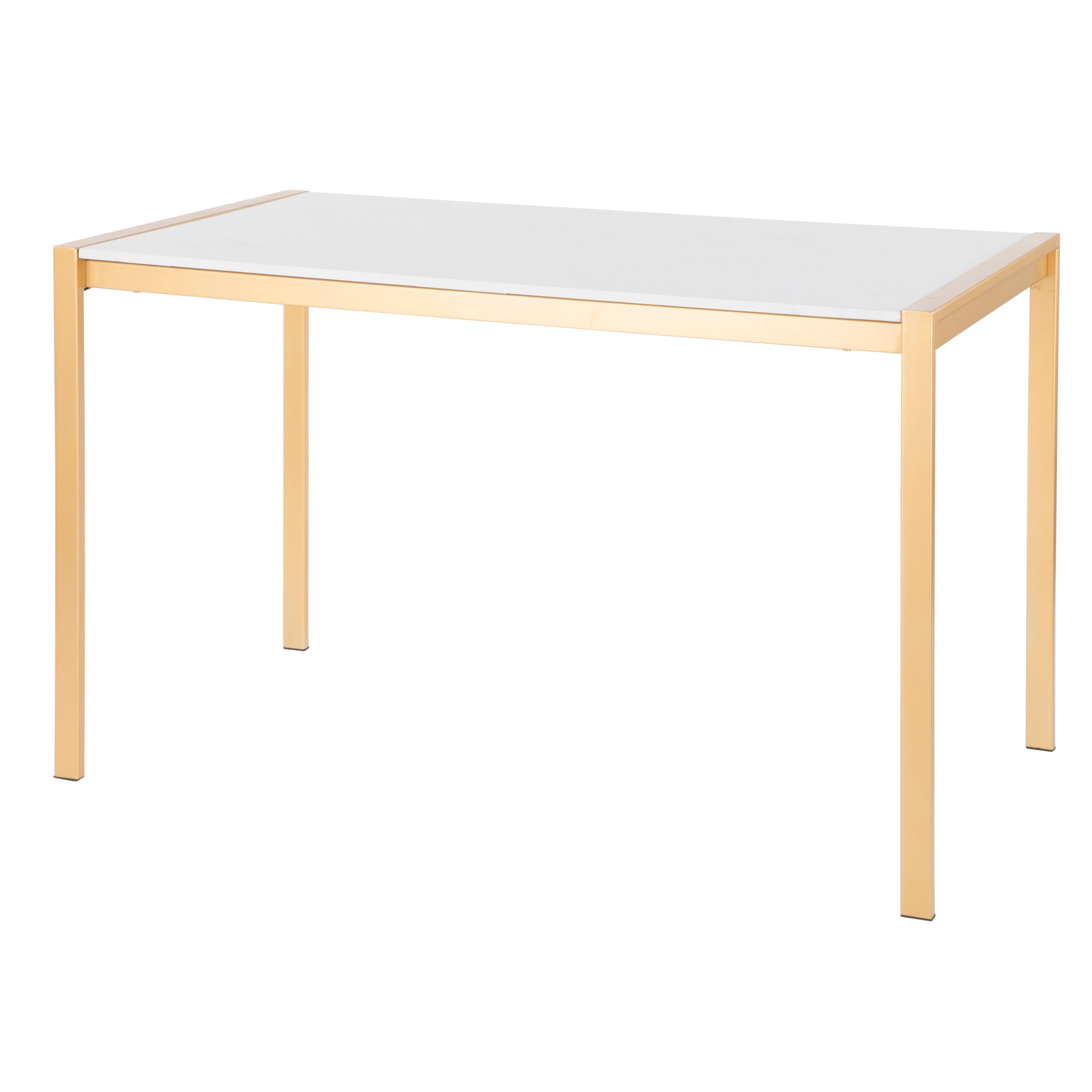 Fuji Modern/Glam Dining Table in Gold Metal with White Marble Top by Lumisource