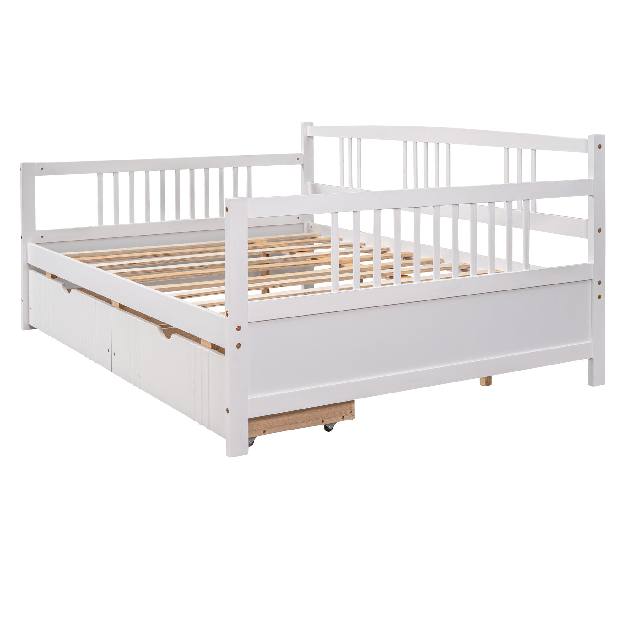 Full Size Daybed Wood Bed with Two Drawers,White(OLD  SKU:LP000058AAK)